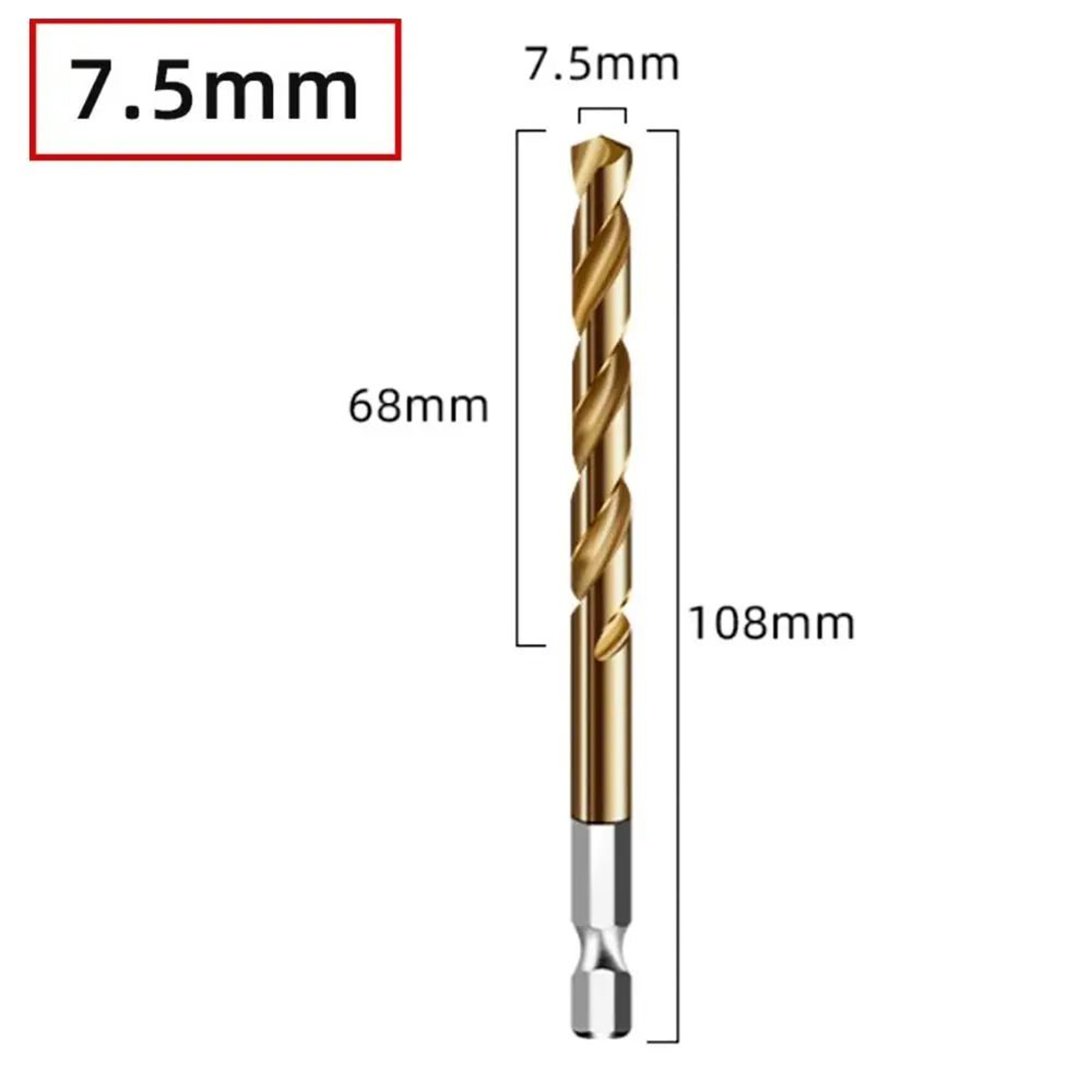HSS Titanium Coated Twist Drill Bit  14 In Hex Shank Quick Change Power Tool For Wood Plastic Alumi 21
