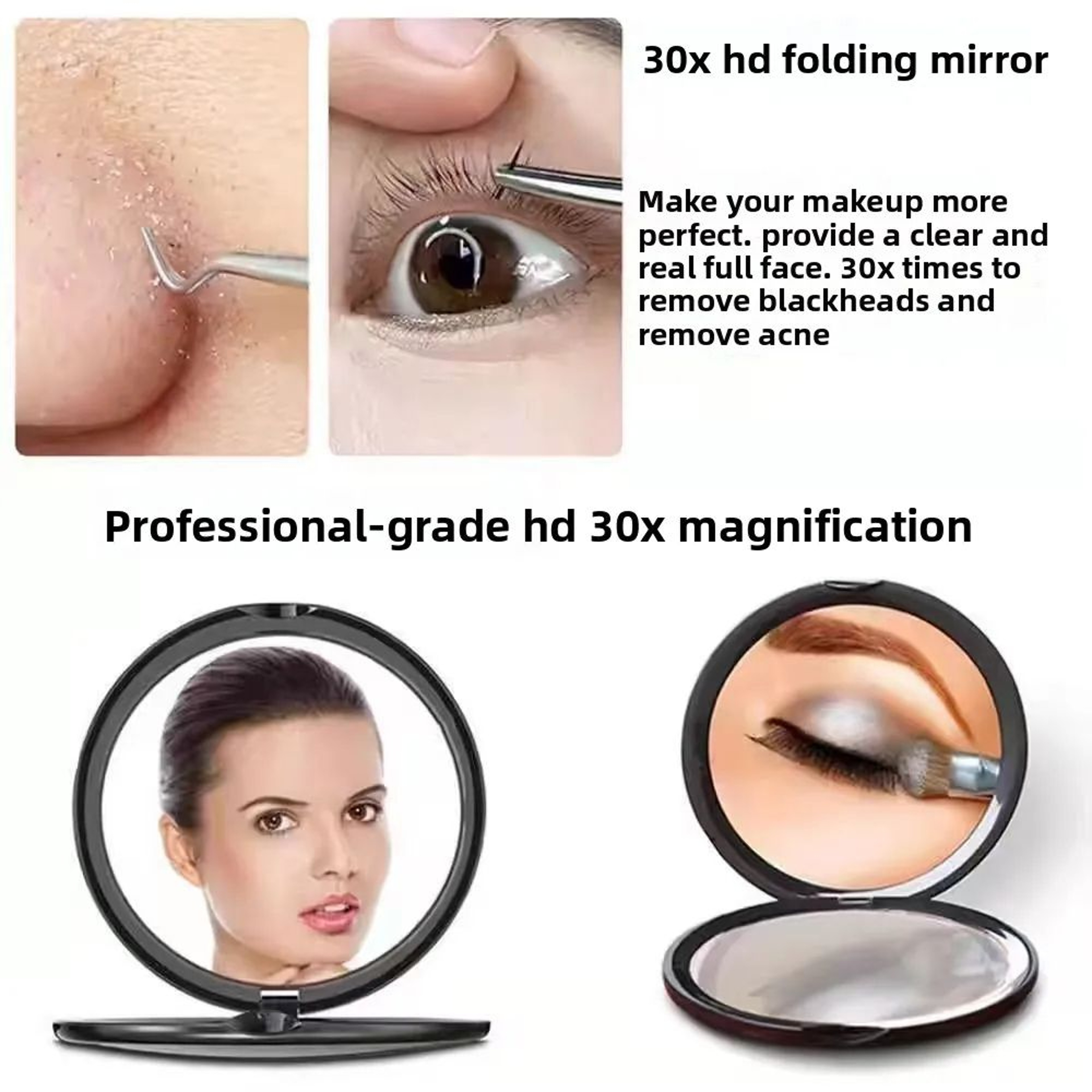394in Compact Magnifying Mirror  10X 20X 30X Acrylic Pocket Mirror For Makeup Grooming Travel  Deta 3