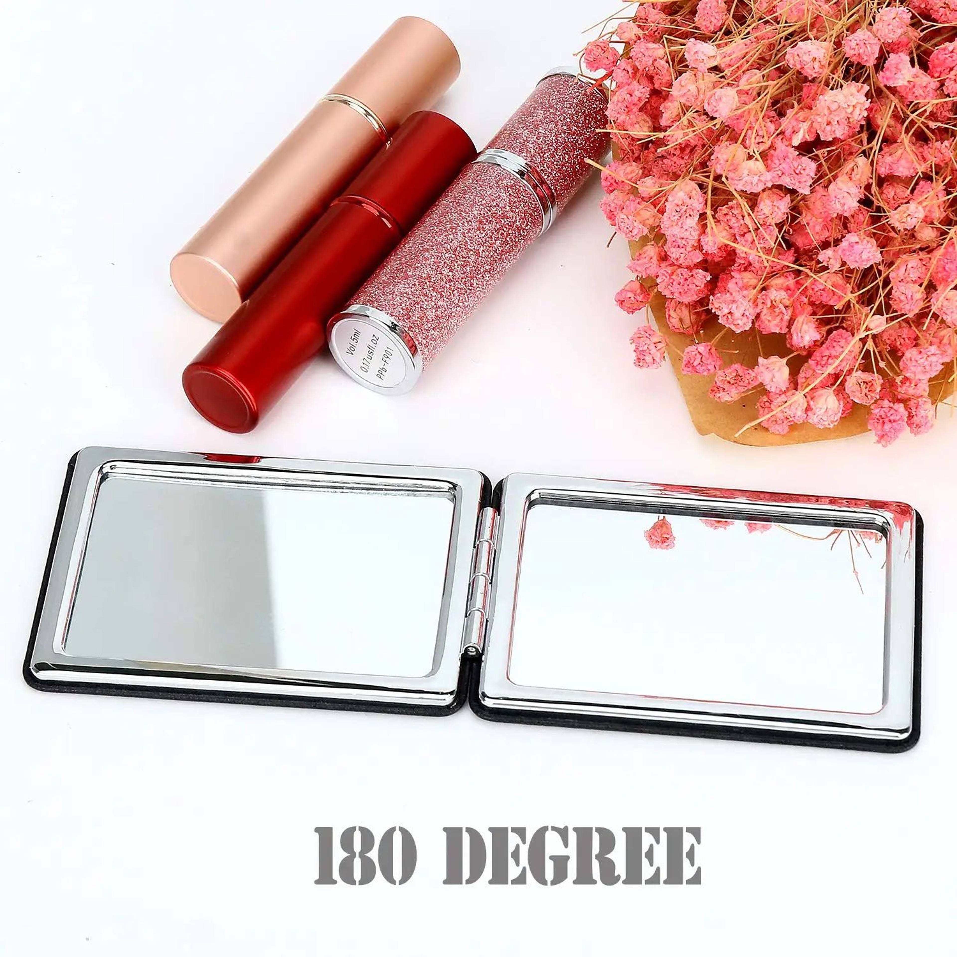 Compact DoubleSided Pocket Mirror  315 In Black Foldable Travel Vanity Mirror For Men Women Handbag 4