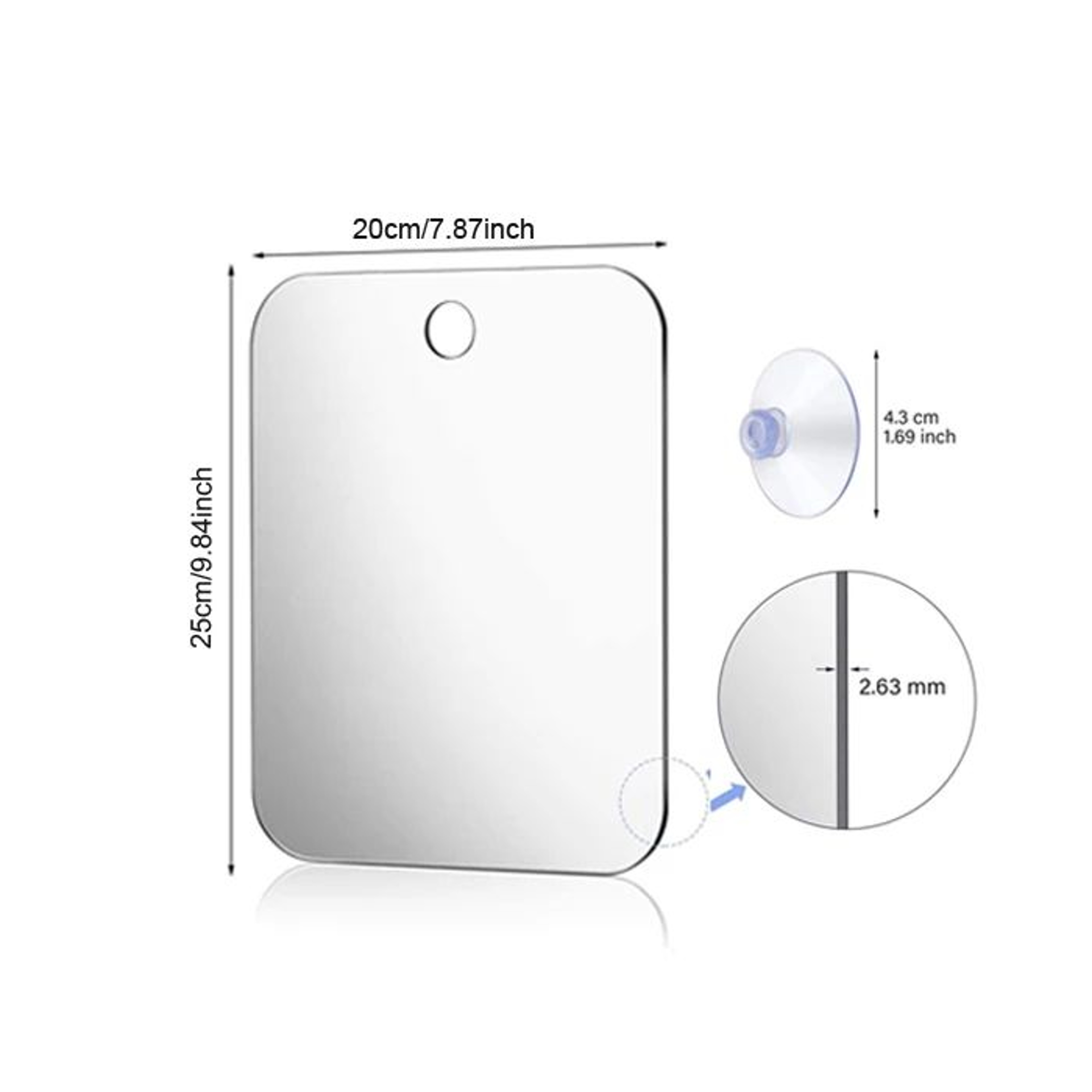 Portable Acrylic Shower Mirror  Suction Cup Shaving  Makeup Mirror For Bathroom Travel Men  Women 7