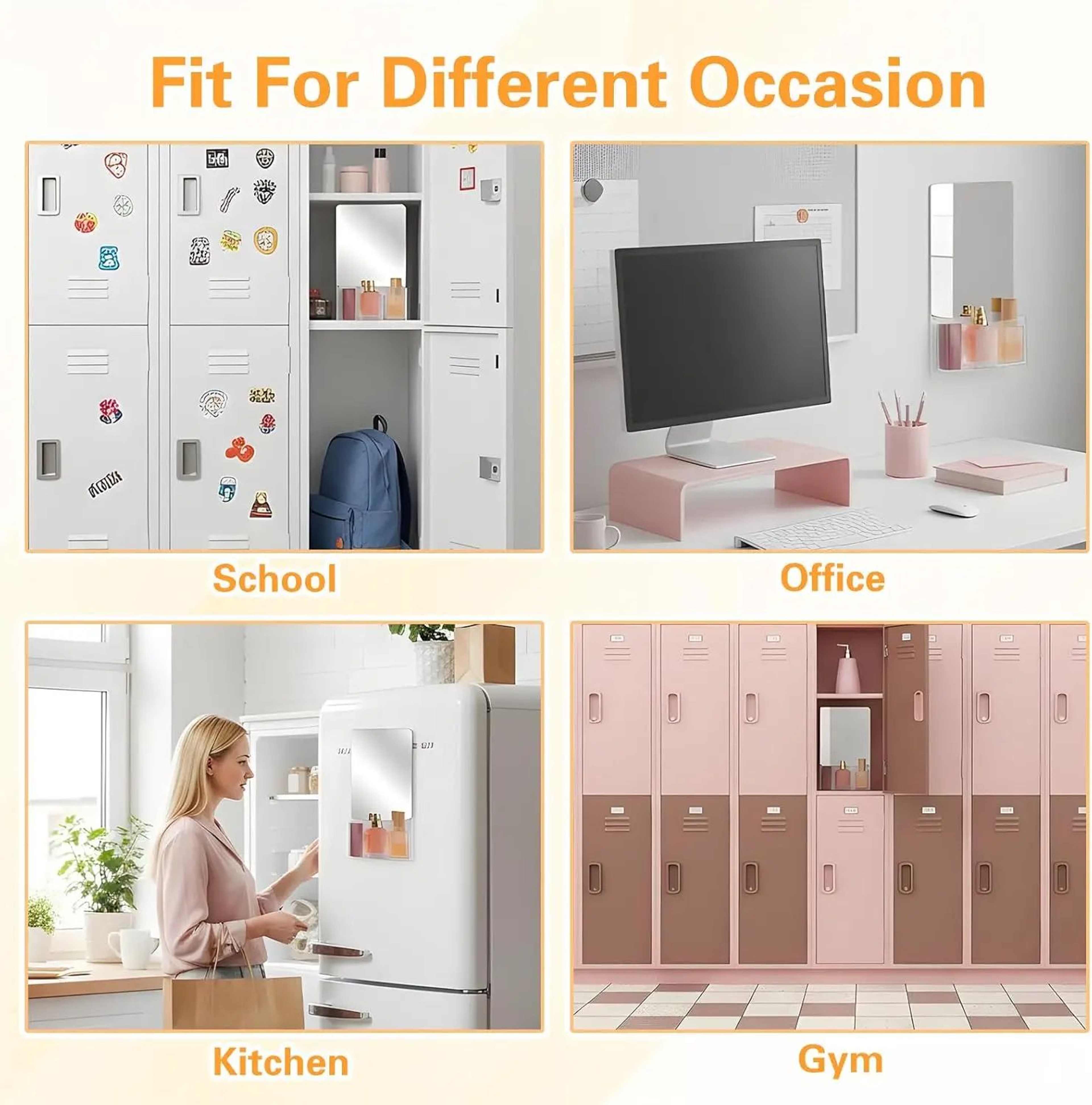 Magnetic Locker Mirror With Storage  669 X 551 In Glass Mirror With Full Magnetic Back For Locker F 4