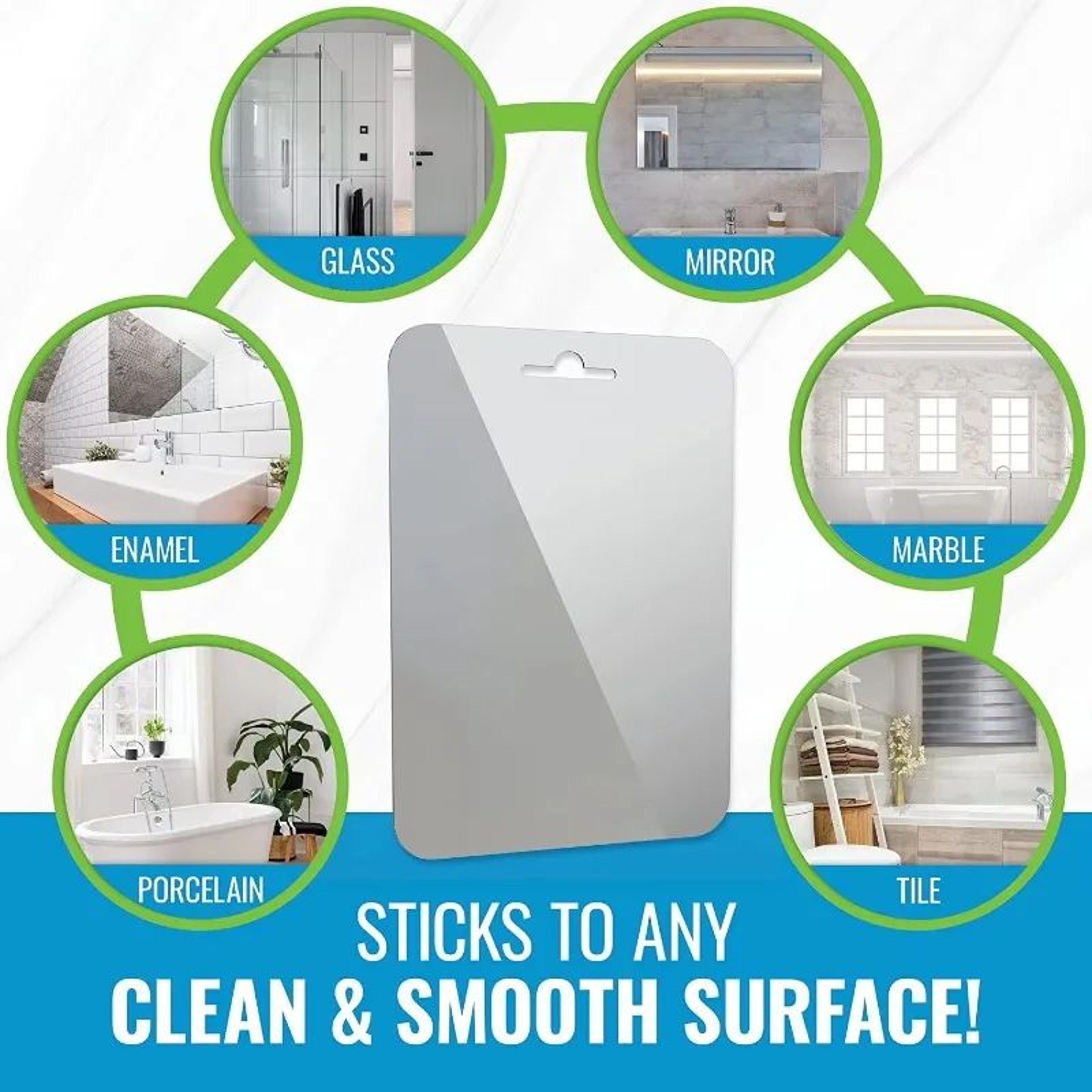 Large Acrylic AntiFog Shower Mirror  Portable Fogless Shaving Bathroom Travel Mirror With Hanging H 3