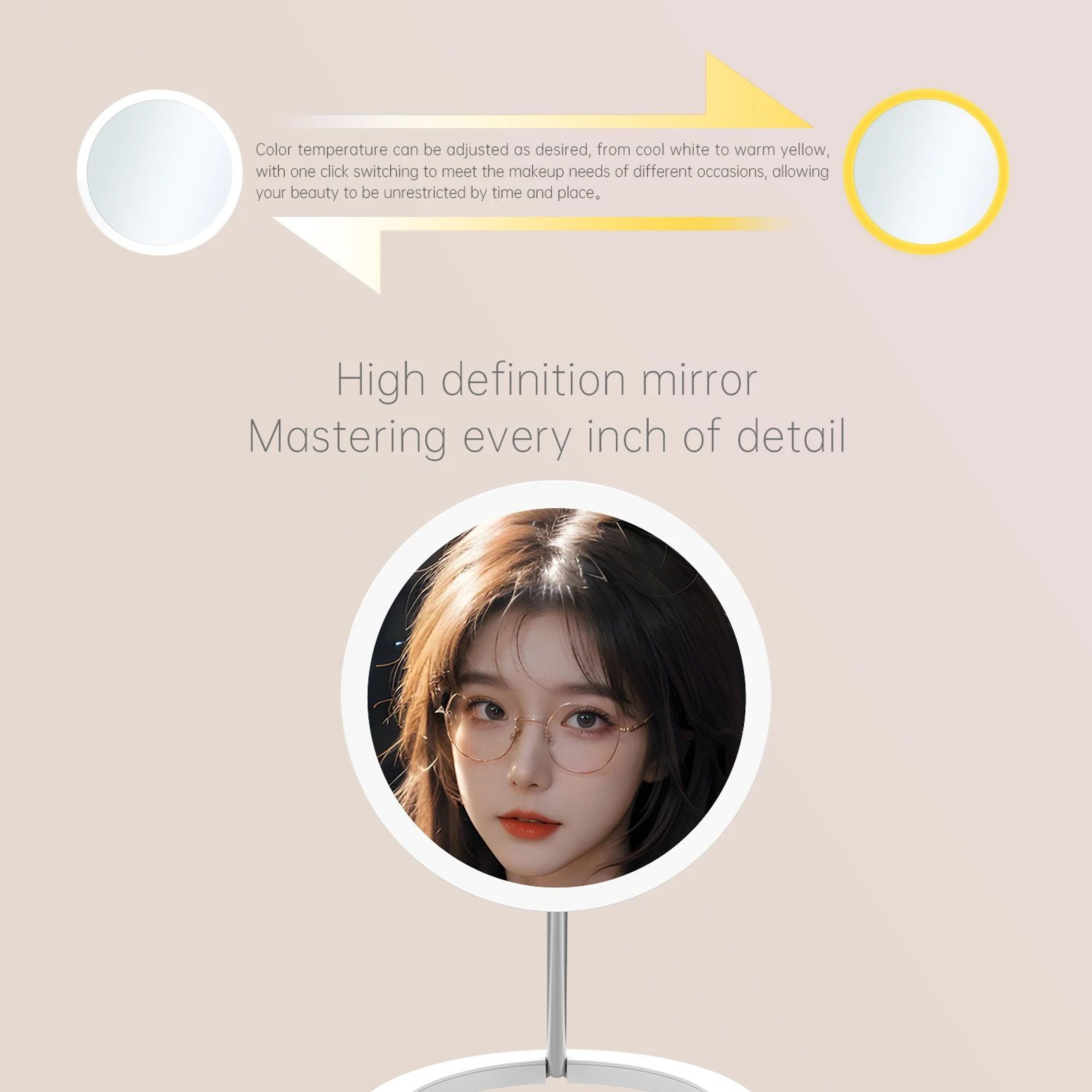 LED Folding Travel Makeup Mirror  3 Color Touch Light Adjustable Portable Vanity Mirror For Makeup  1