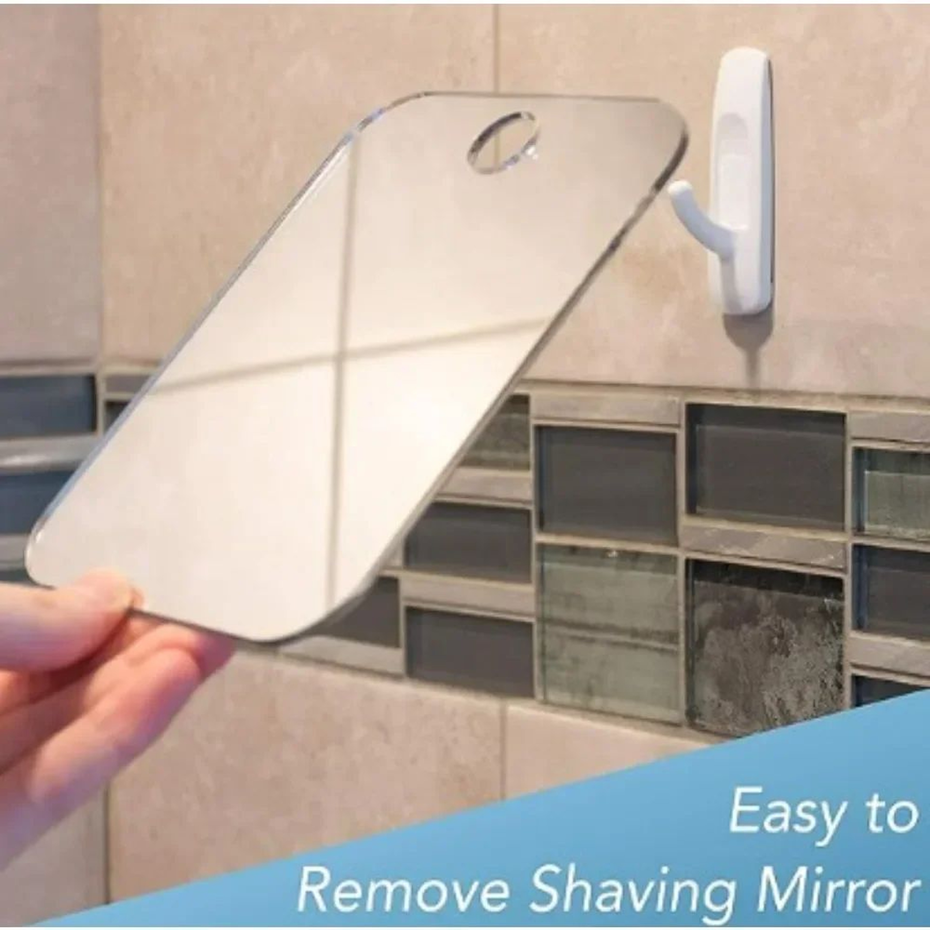 Portable Acrylic Shower Mirror  6 X 4 In Wall Suction Shaving Makeup Mirror For Bathroom Gym Travel 4