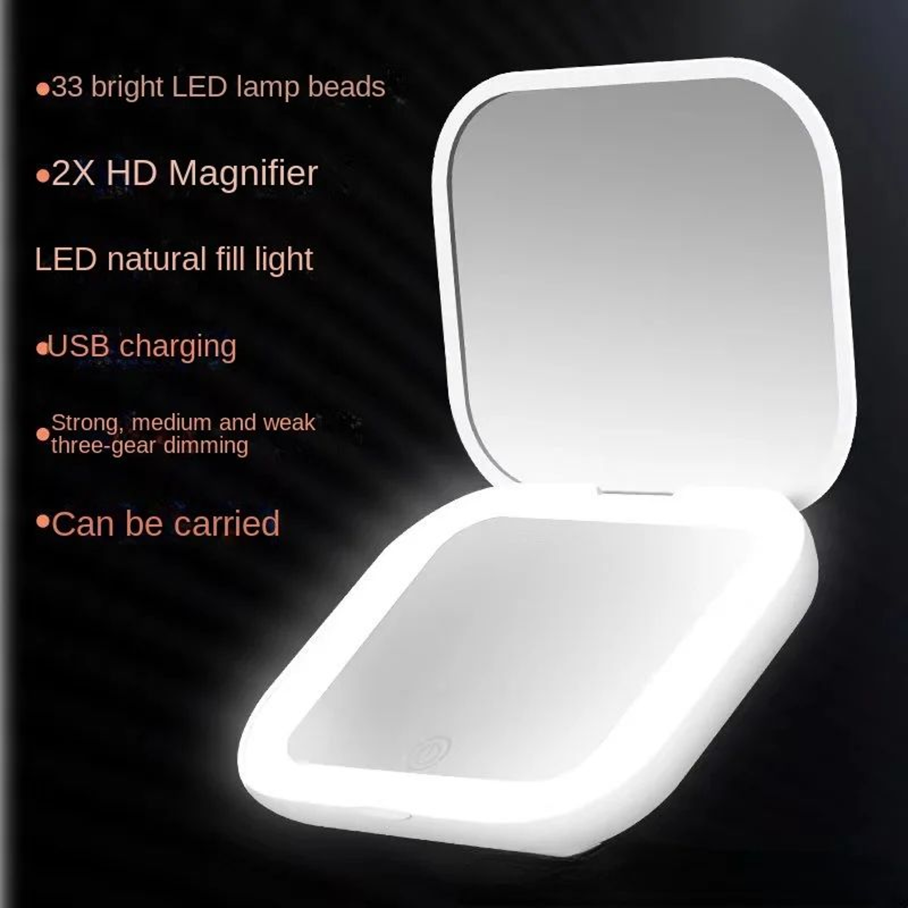 Mini Portable Folding LED Makeup Mirror  Magnifying Compact Pocket Vanity Mirror For Travel Makeup  3