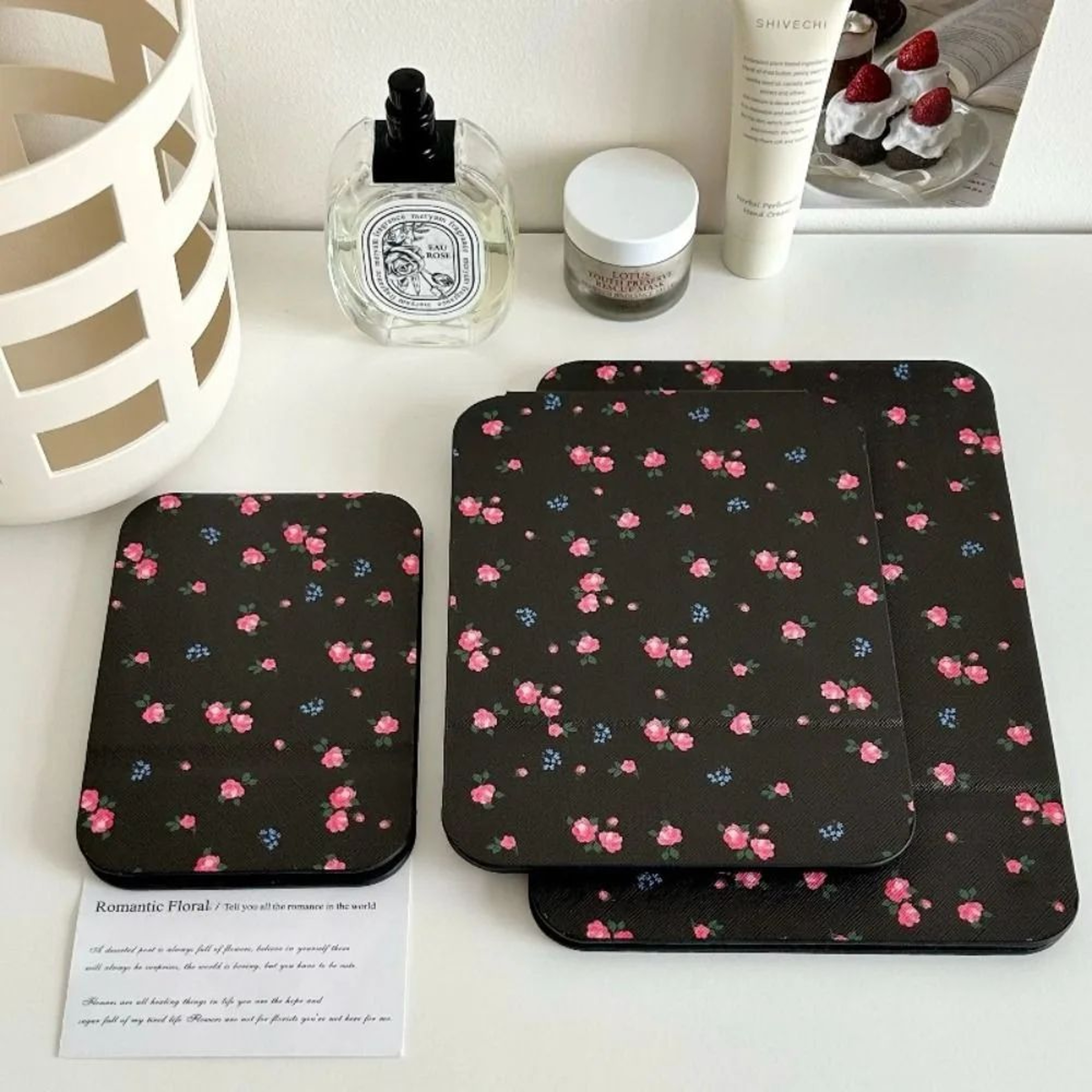 PU Leather Folding Makeup Mirror  Portable Desktop Vanity Stand Mirror For Travel Makeup Skincare   14