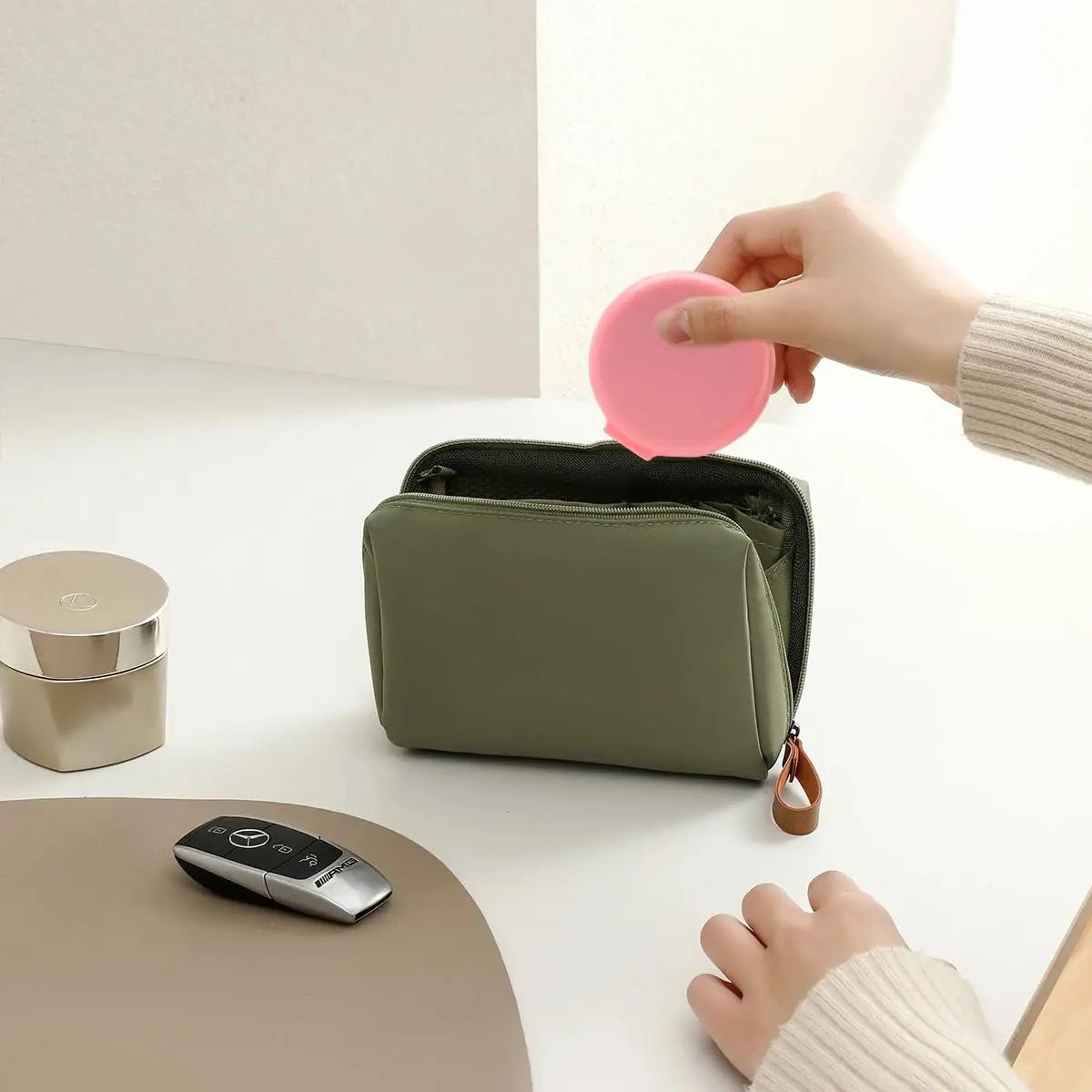 Mini Folding Travel Hair Brush With Mirror  236 In Round Pocket Air Cushion Comb For Women Girls Ha 2