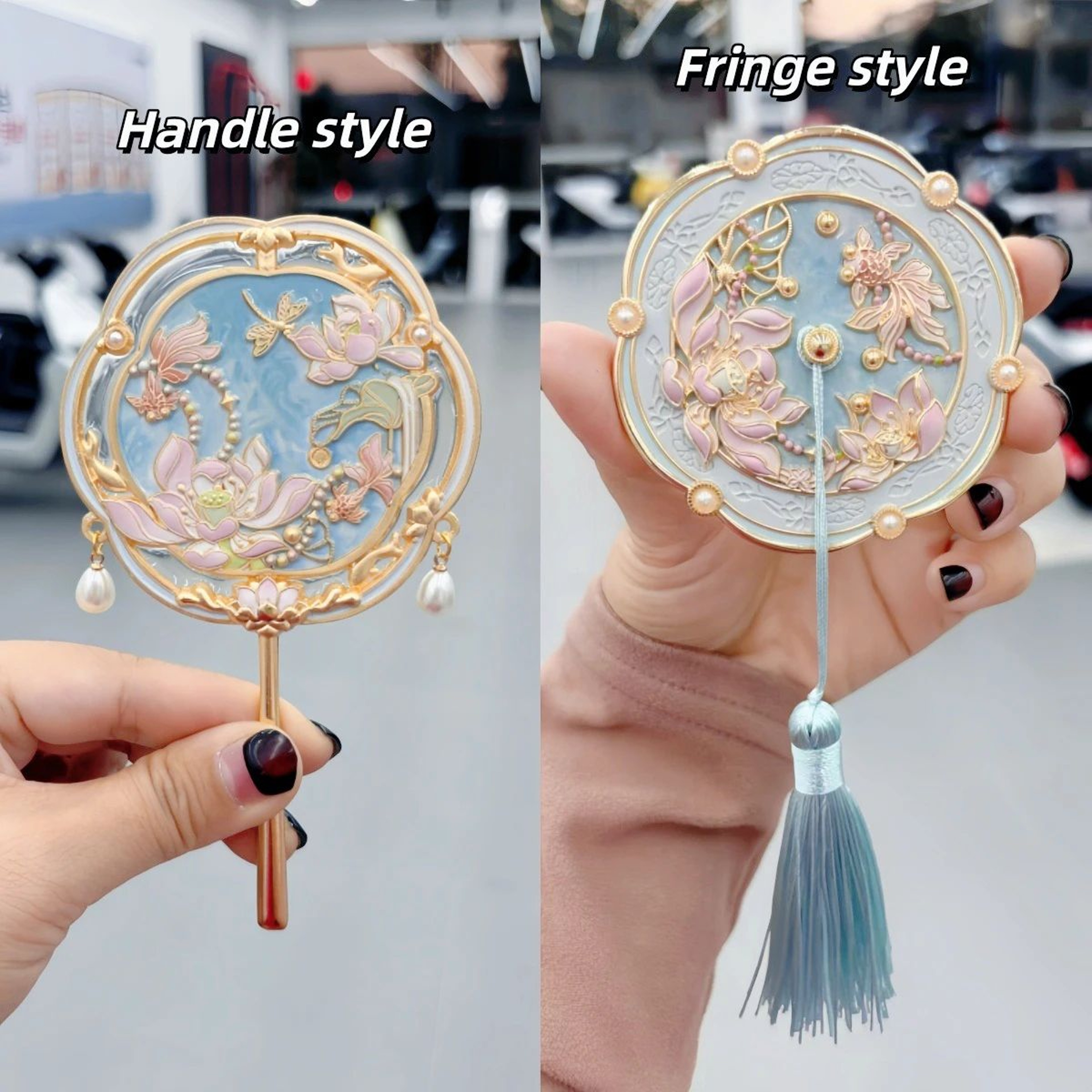 Lotus Goldfish Portable Makeup Mirror  Chinese Style Compact Travel Vanity Mirror Beijing Souvenir  7