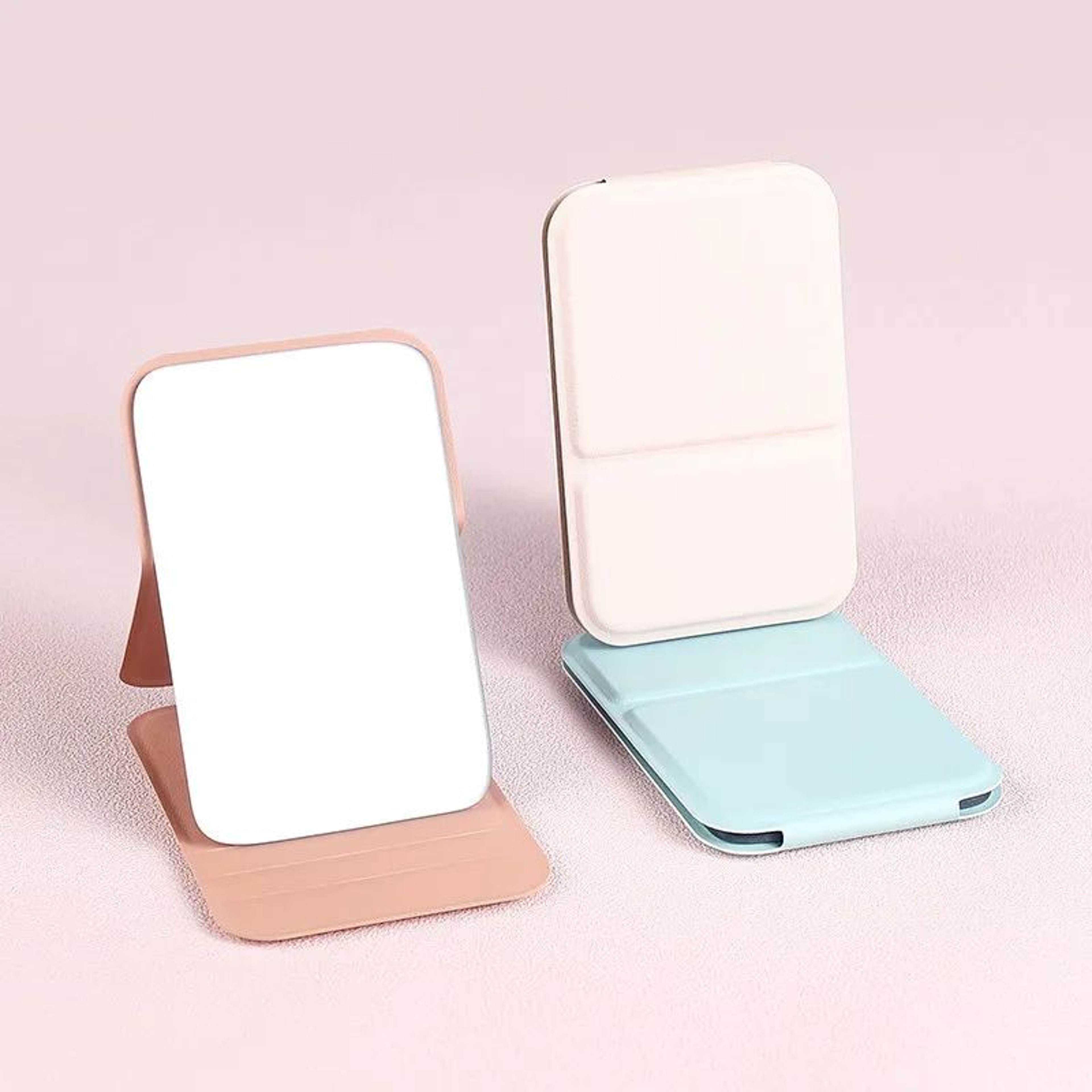 Portable PU Leather Makeup Mirror  Foldable Compact Handheld Pocket Vanity Mirror For Travel Purse  3