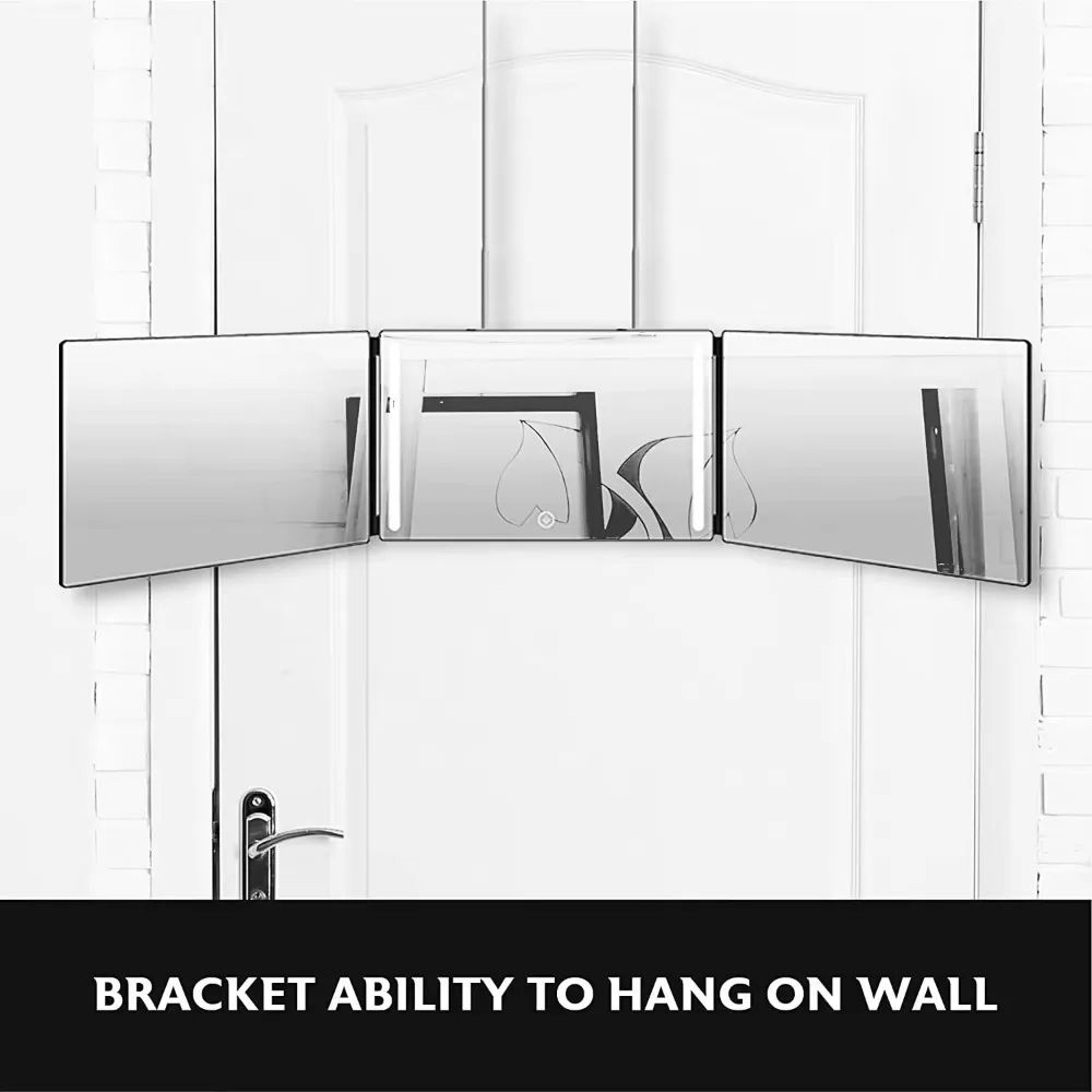 LED Trifold Self Haircut Mirror  Rechargeable 3Way HD Glass Mirror With Adjustable Height And 360 S 4