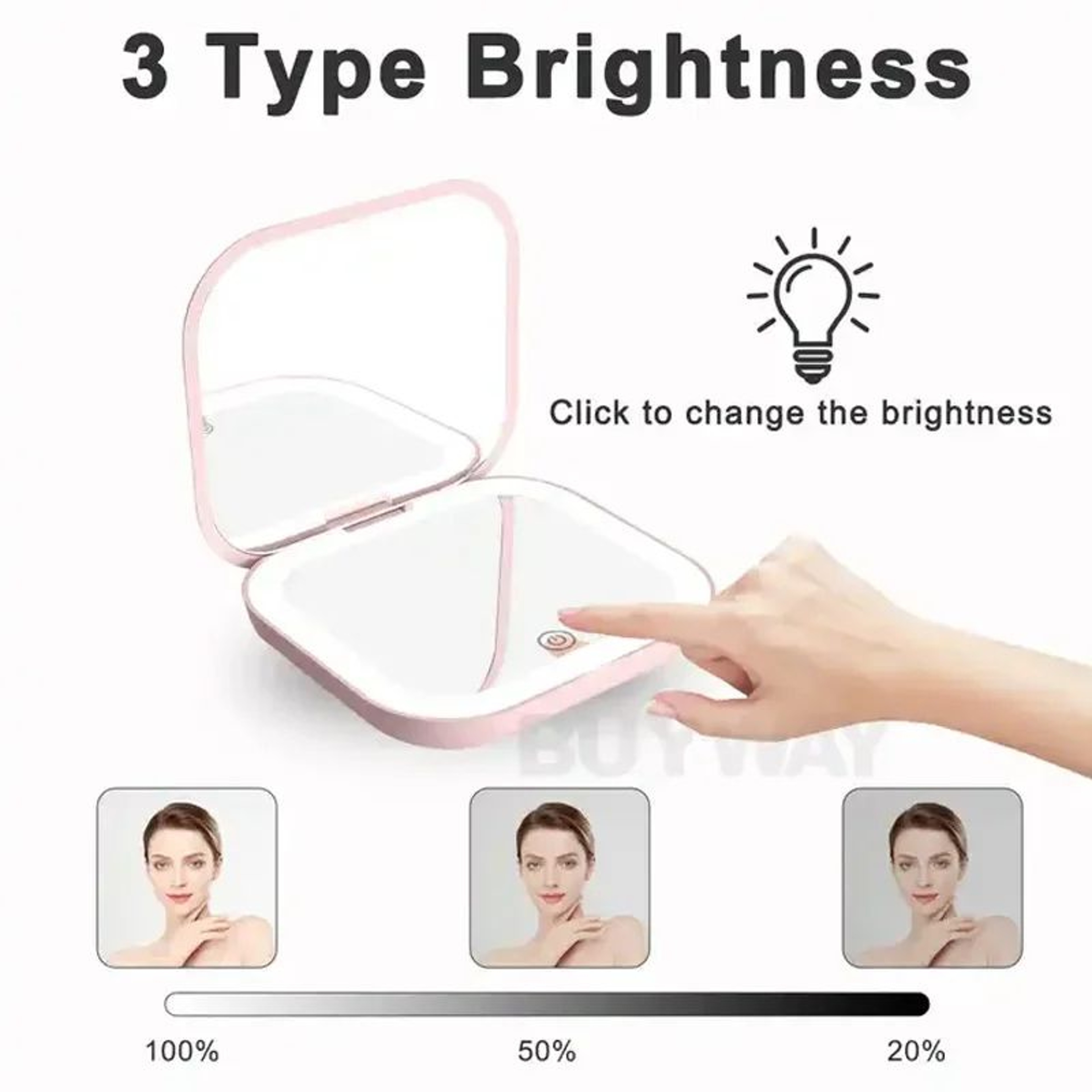 Compact Mini Lighted Makeup Mirror  2X Magnifying Foldable Pocket Vanity Mirror For Travel Gifts Be 3