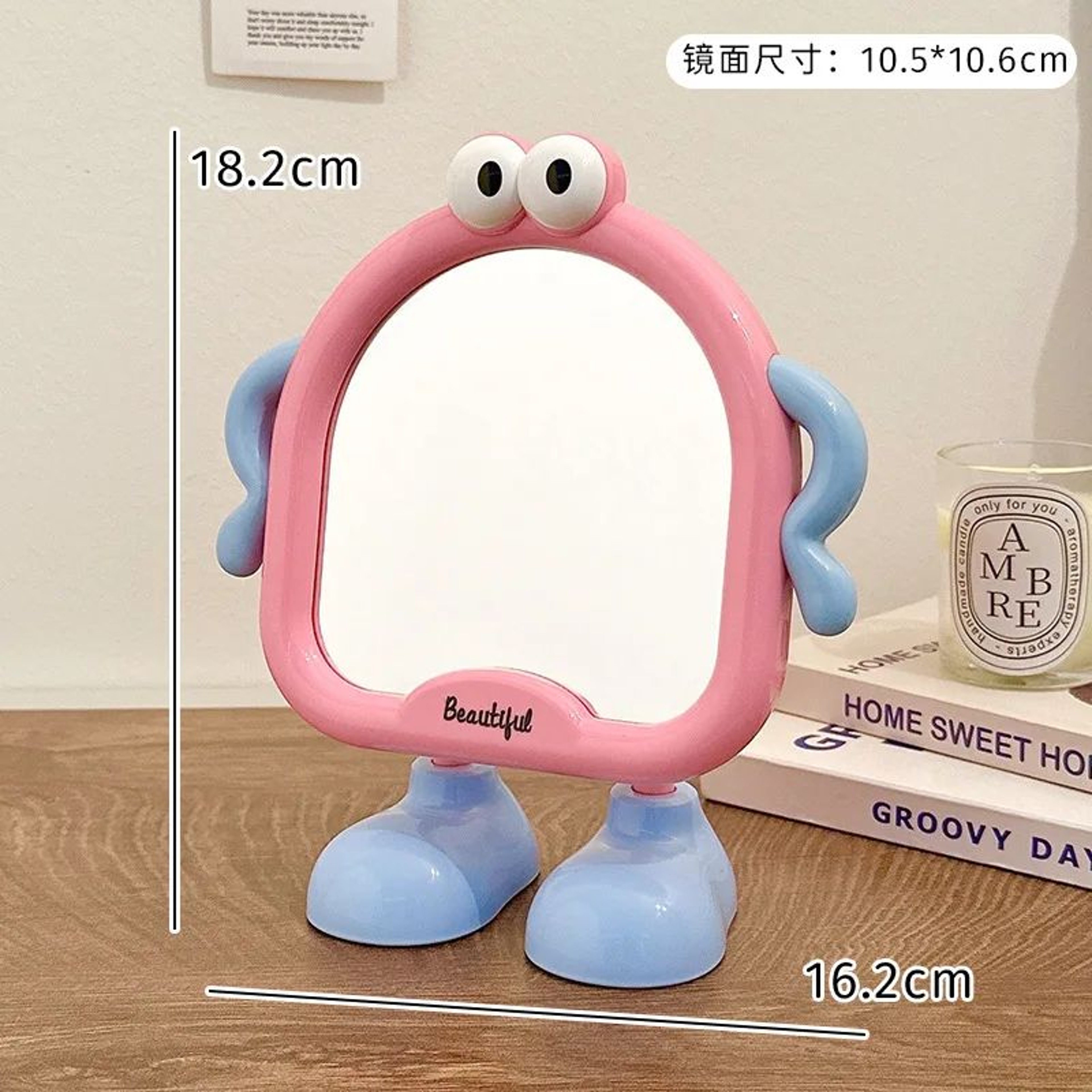 Cute Desktop Makeup Mirror  Portable HD Table Vanity Mirror For Bedroom Dorm Student Desk Beauty Gr 8
