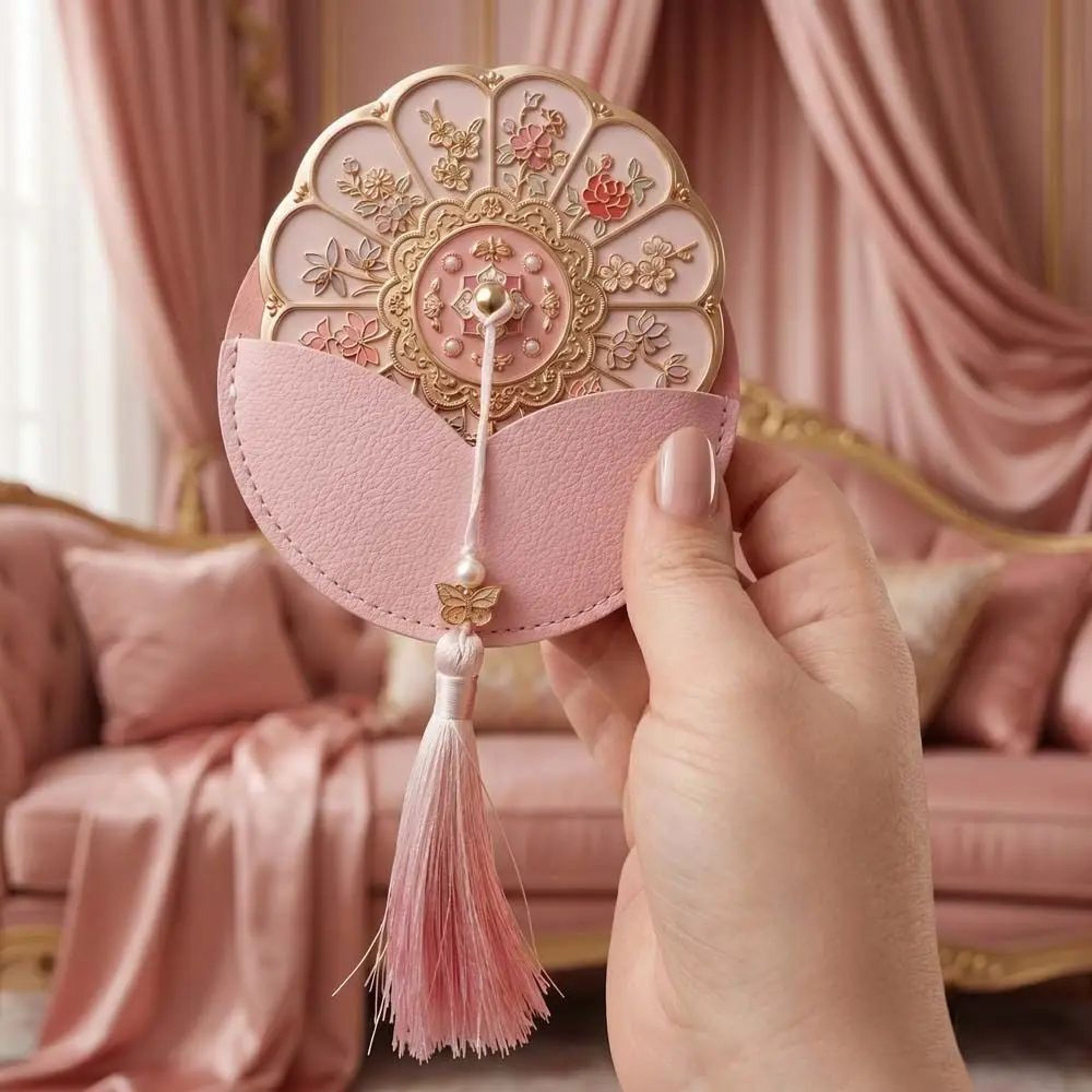Floral Portable Compact Makeup Mirror  276 In Pocket Purse Vanity Mirror With Stand For Girls Women 3