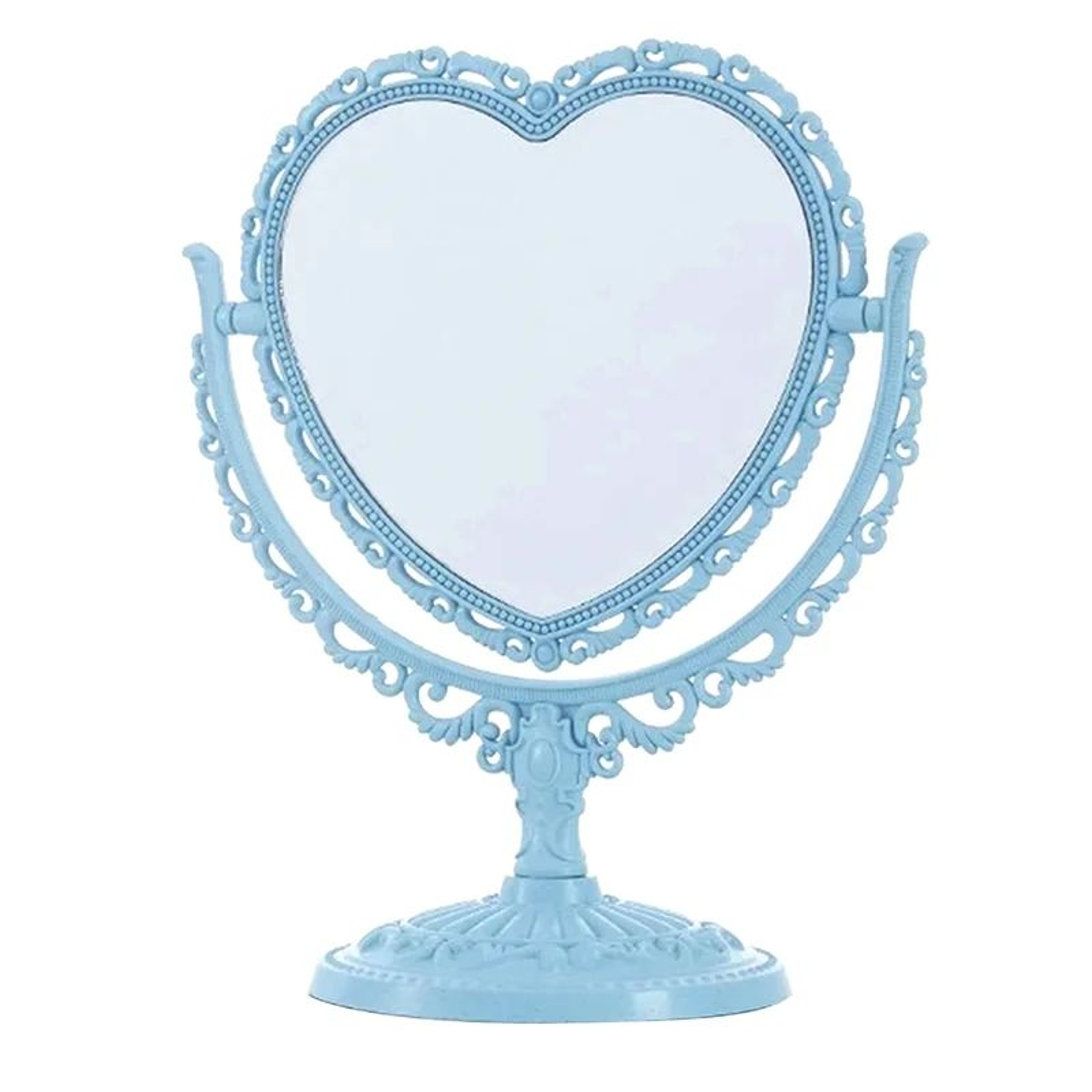HeartShaped DoubleSided Makeup Mirror  1X Magnification Portable Desktop Vanity Mirror With Stable  5