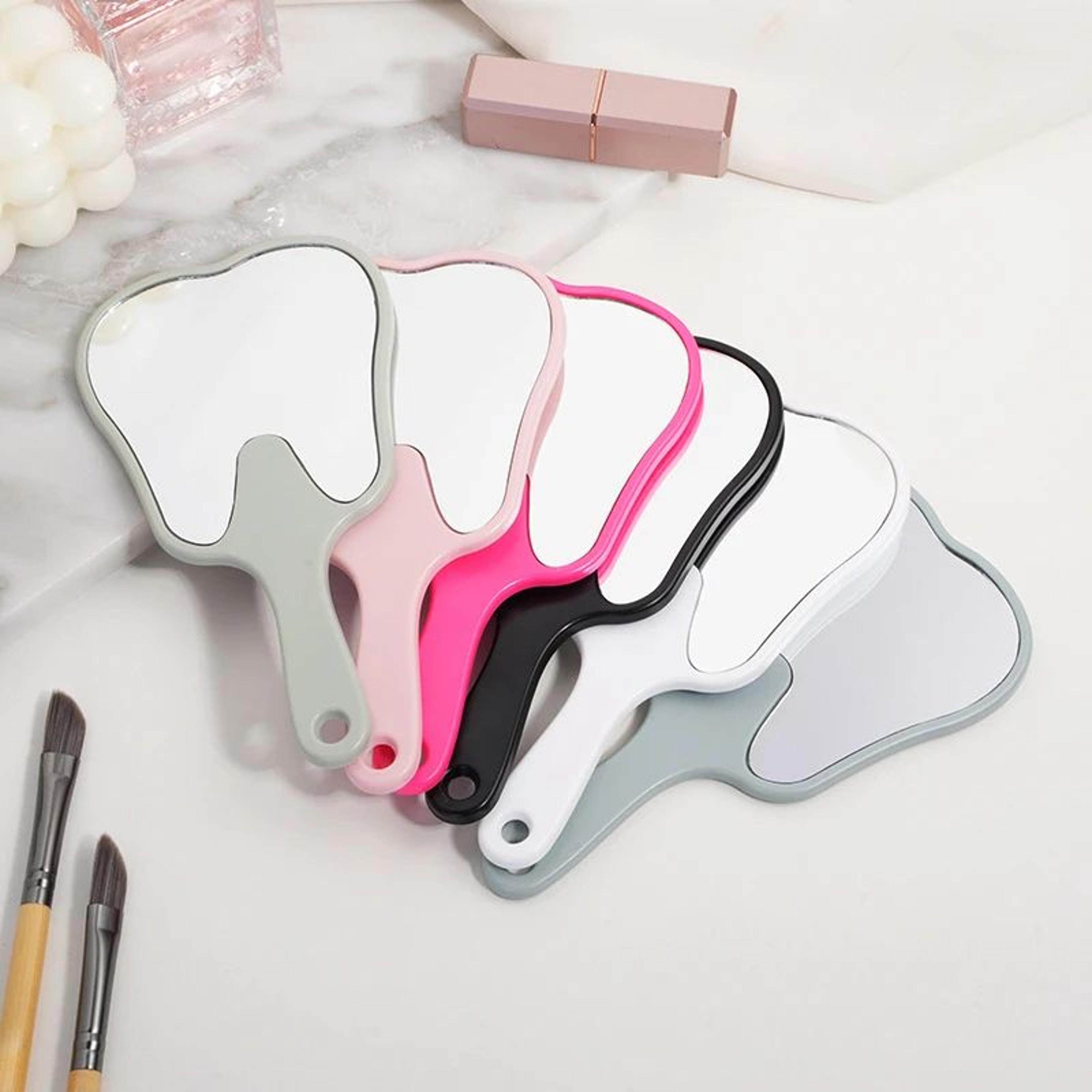 Tooth Shaped Handheld Mirror  Unbreakable Portable Dental Mouth Mirror For Makeup Oral Care  Dentis 0