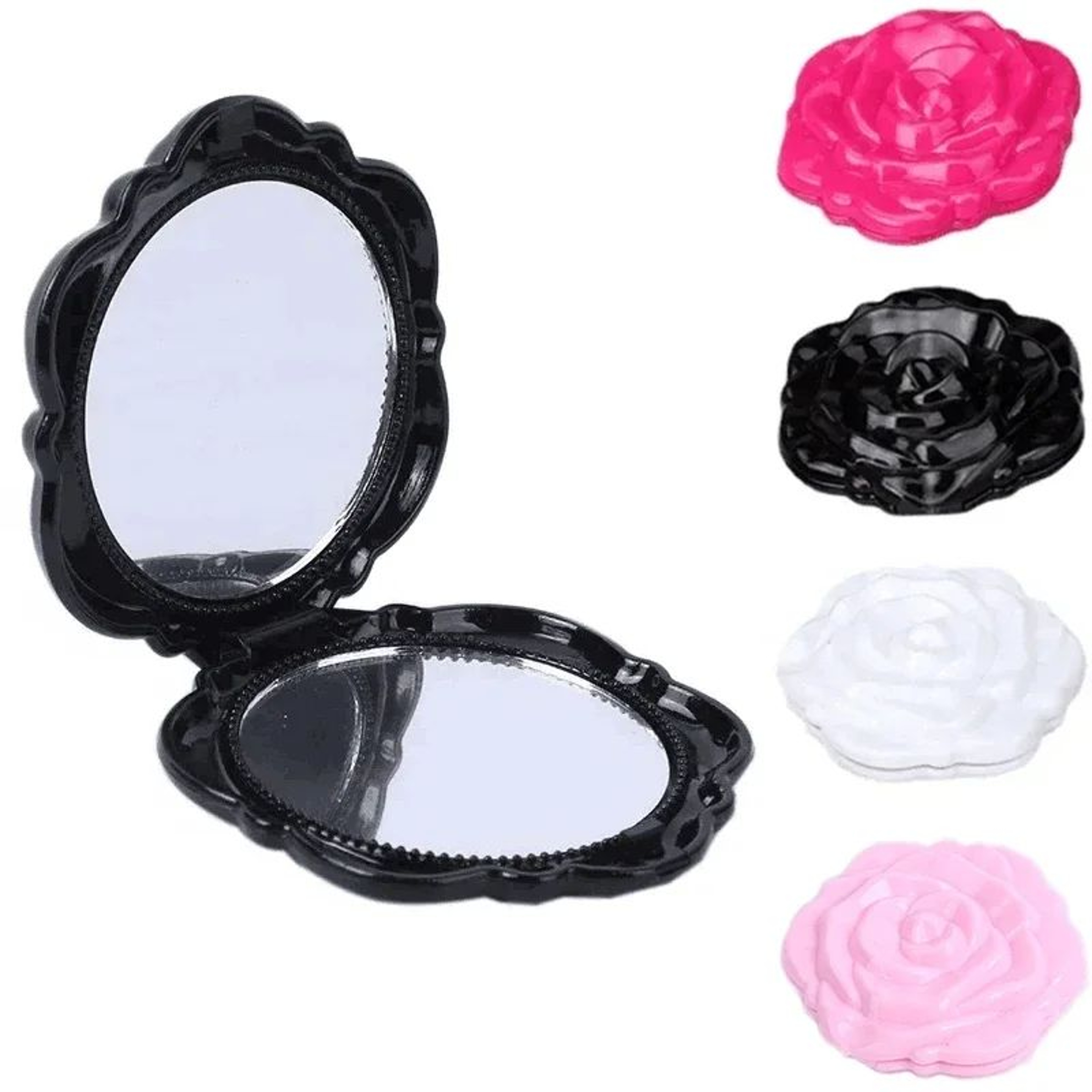 Retro Rose Pocket Makeup Mirror  Double Sided Compact Folding Cosmetic Mirror For Travel Purse Hand 0