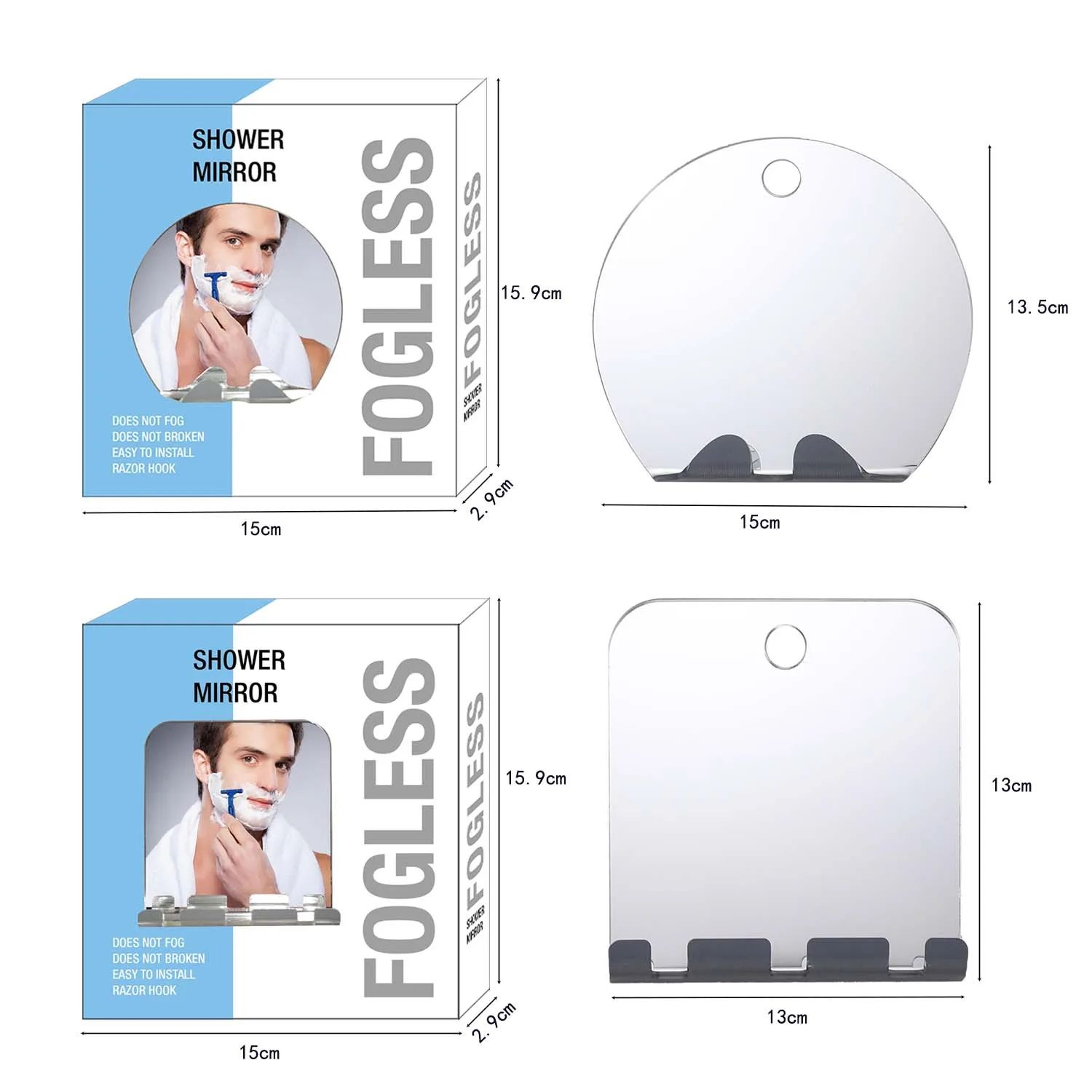 Acrylic Travel Mirror  Unbreakable Suction Cup Wall Mirror With Razor Hook For Shaving Makeup  Bath 5