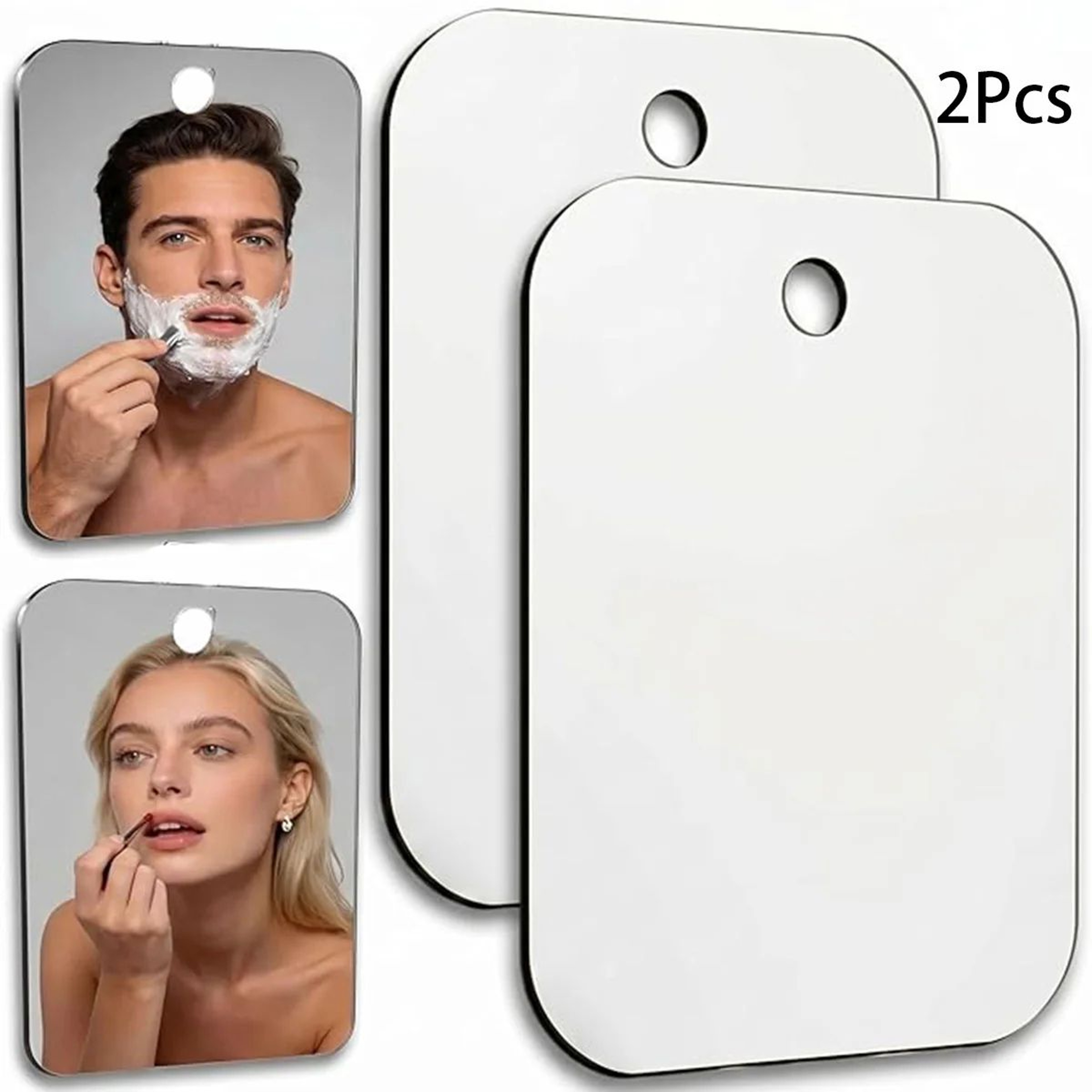 2pcs 2in Acrylic Mirror  3mm Thick Unbreakable StickOn Shower Mirror For Shaving Makeup Bathroom  T 6