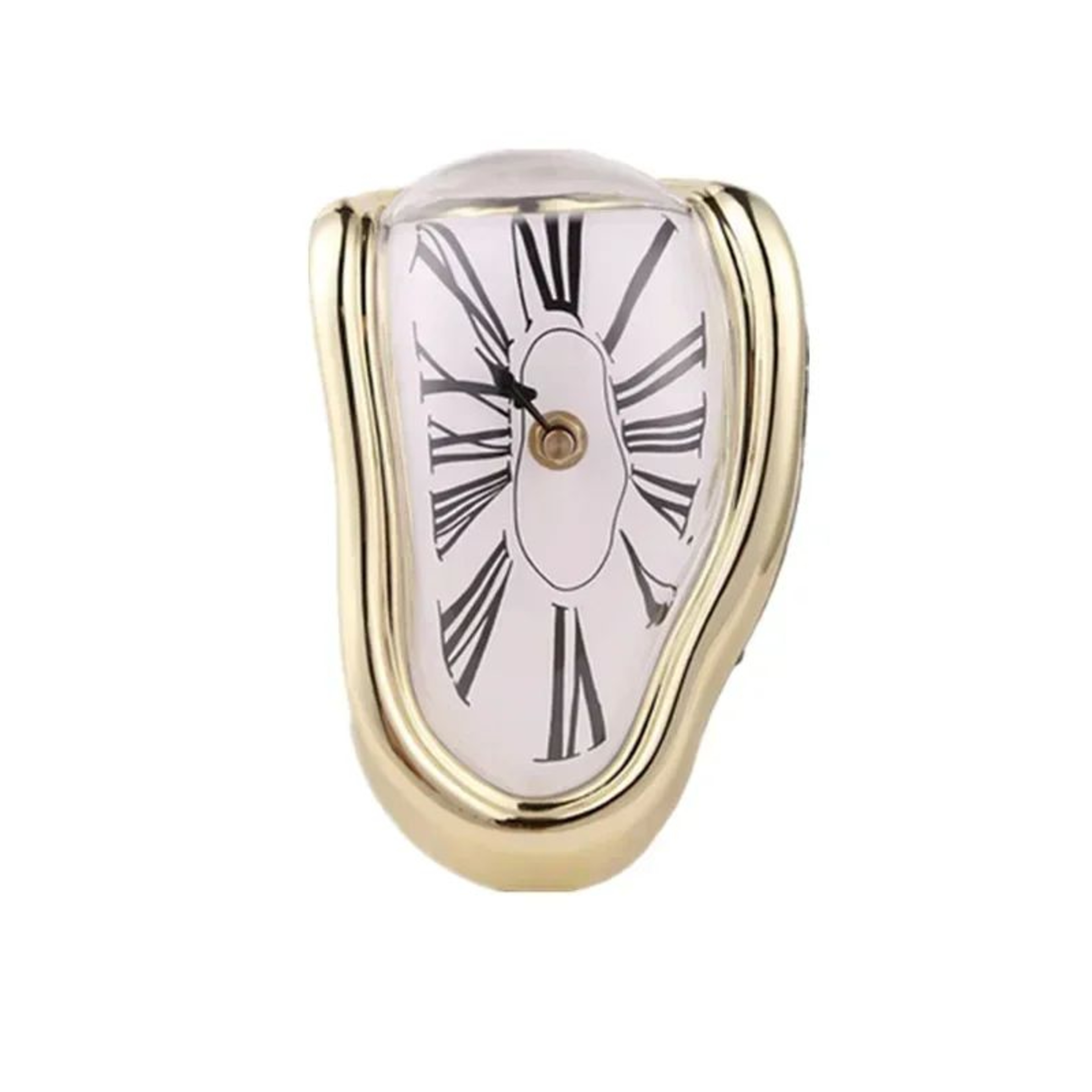 Surreal Melting Wall Clock  Distorted Roman Numeral Quartz Timepiece For Shelf Mantel Home  Garden  2