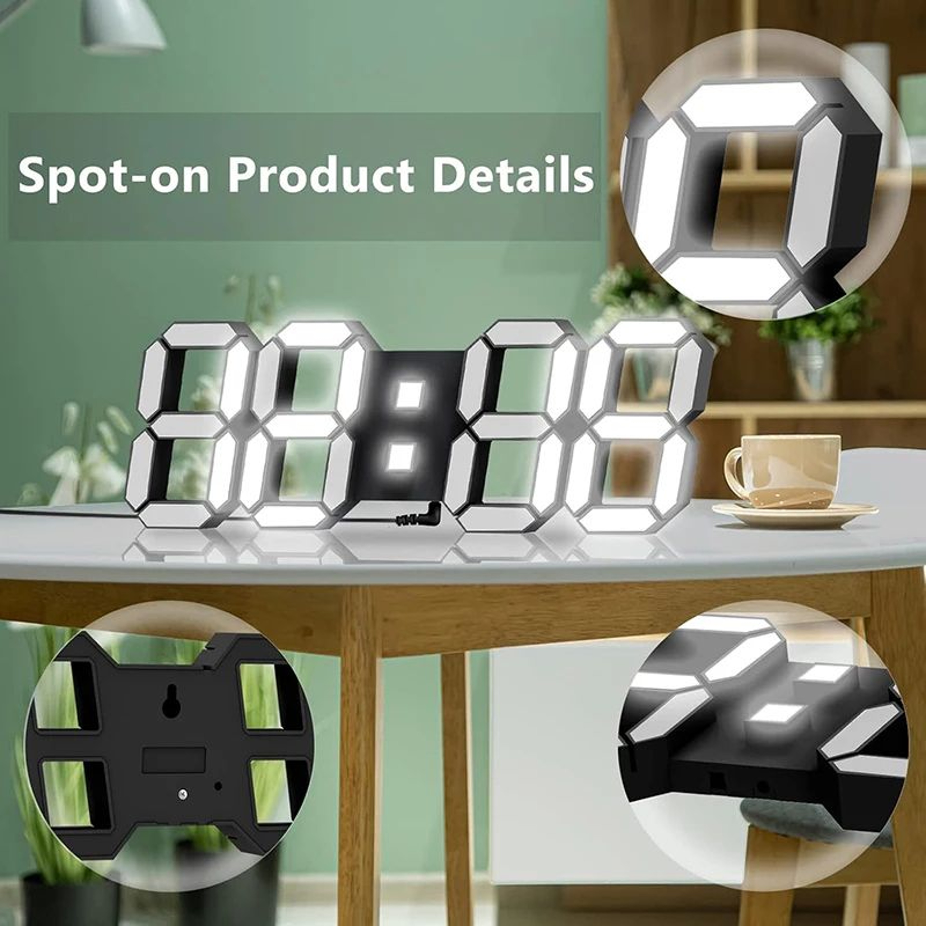 3D LED Digital Wall Clock  Remote Control Alarm Clock With Temperature Date Display Night Light For 2