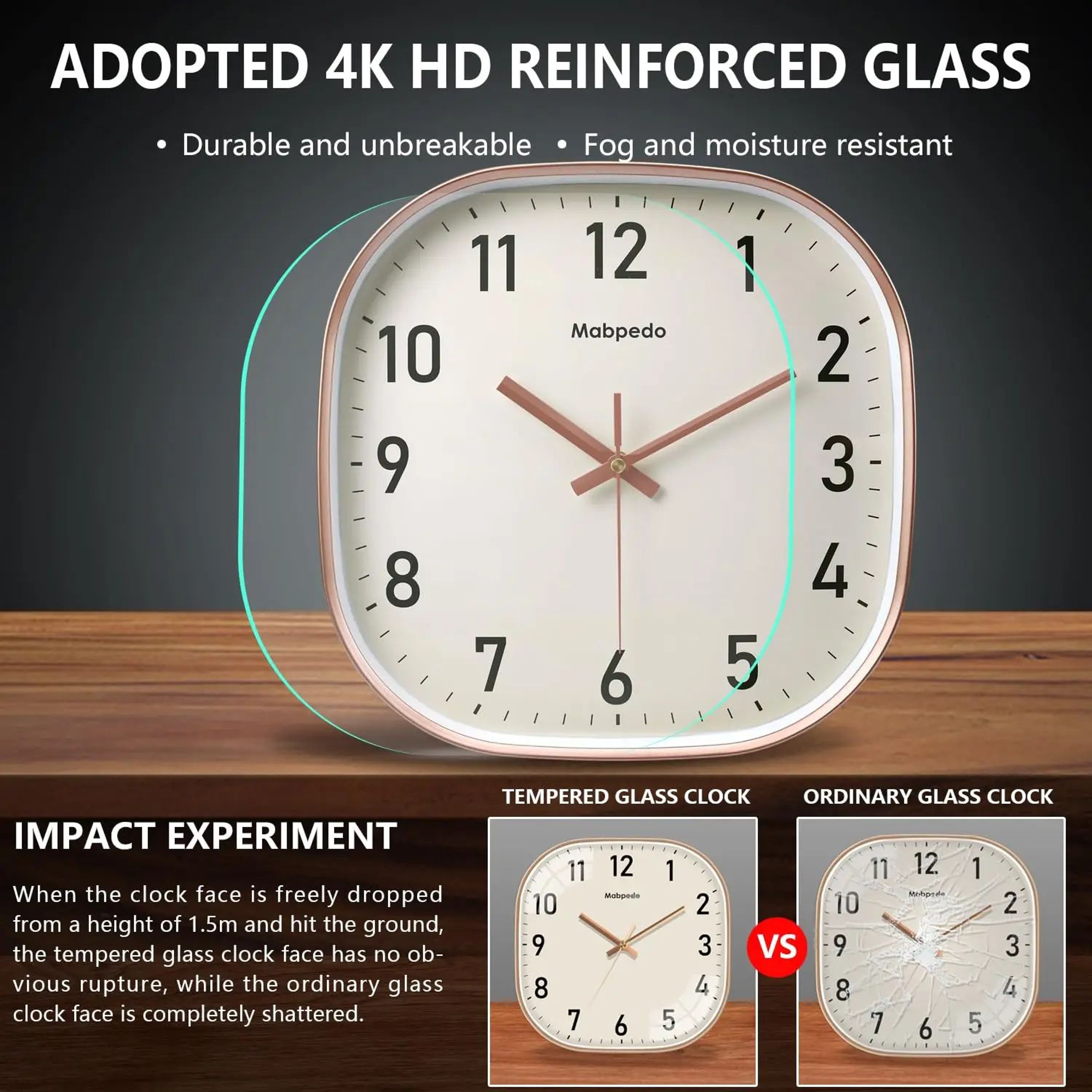 Square Quartz Wall Clock  Modern Silent Decorative Clock With Clear Dial For Home Office Living Roo 5