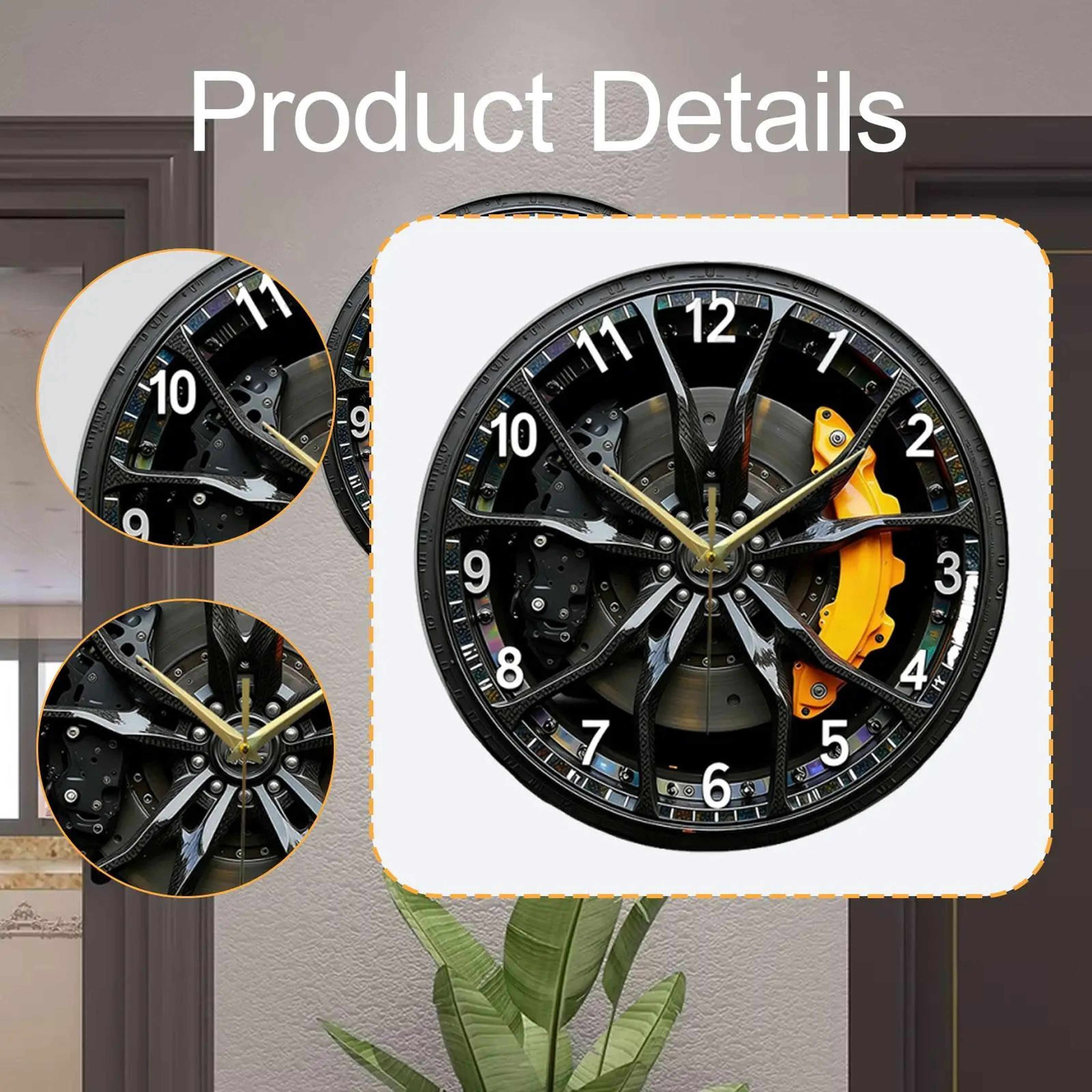 2D Car Wheel Hub Wall Clock  1181 In Silent Lightweight Acrylic Automotive Decor For Garage Farmhou 4