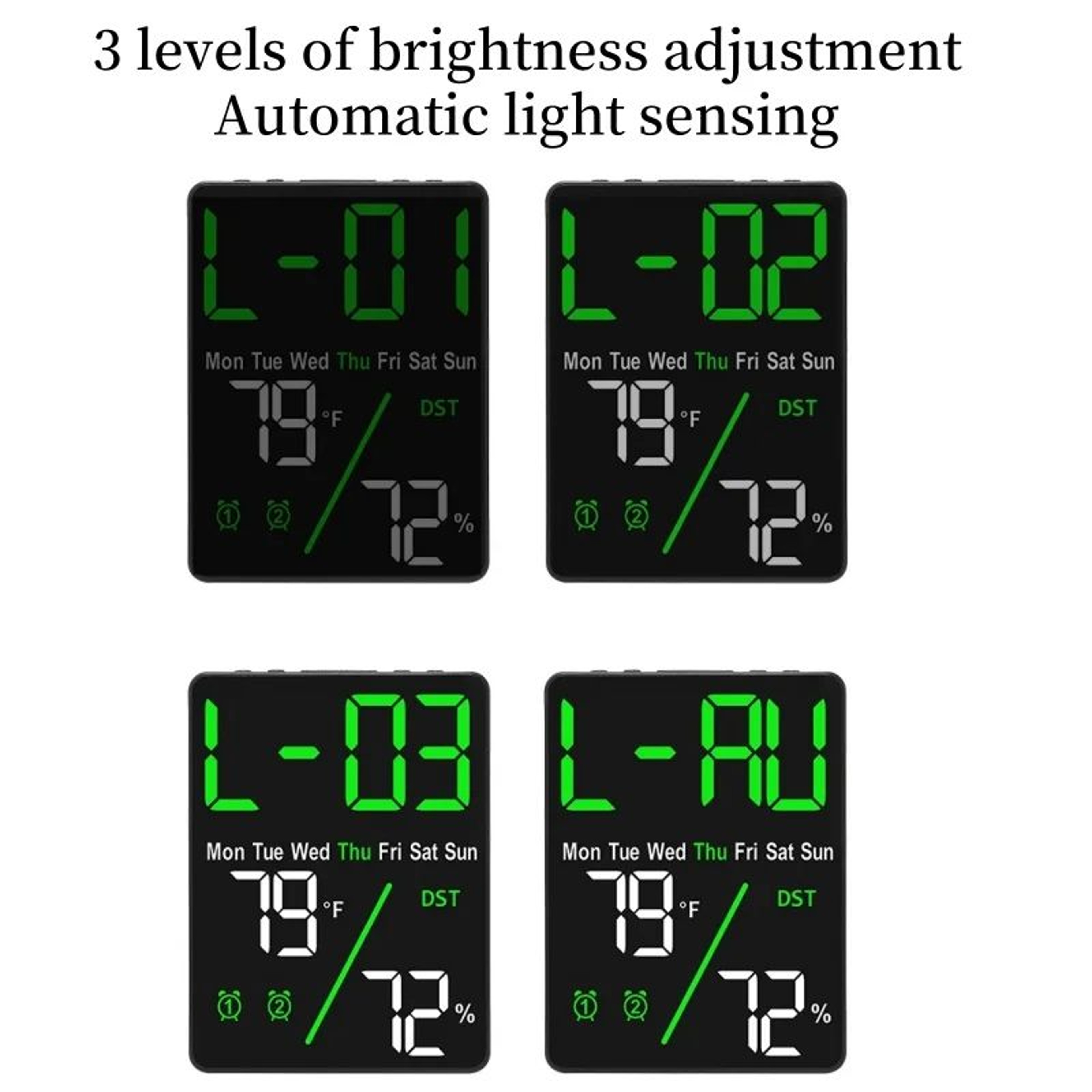 Digital LED Alarm Clock  Dimmable Wall  Table Clock With Temperature Humidity Display USB Charging  2