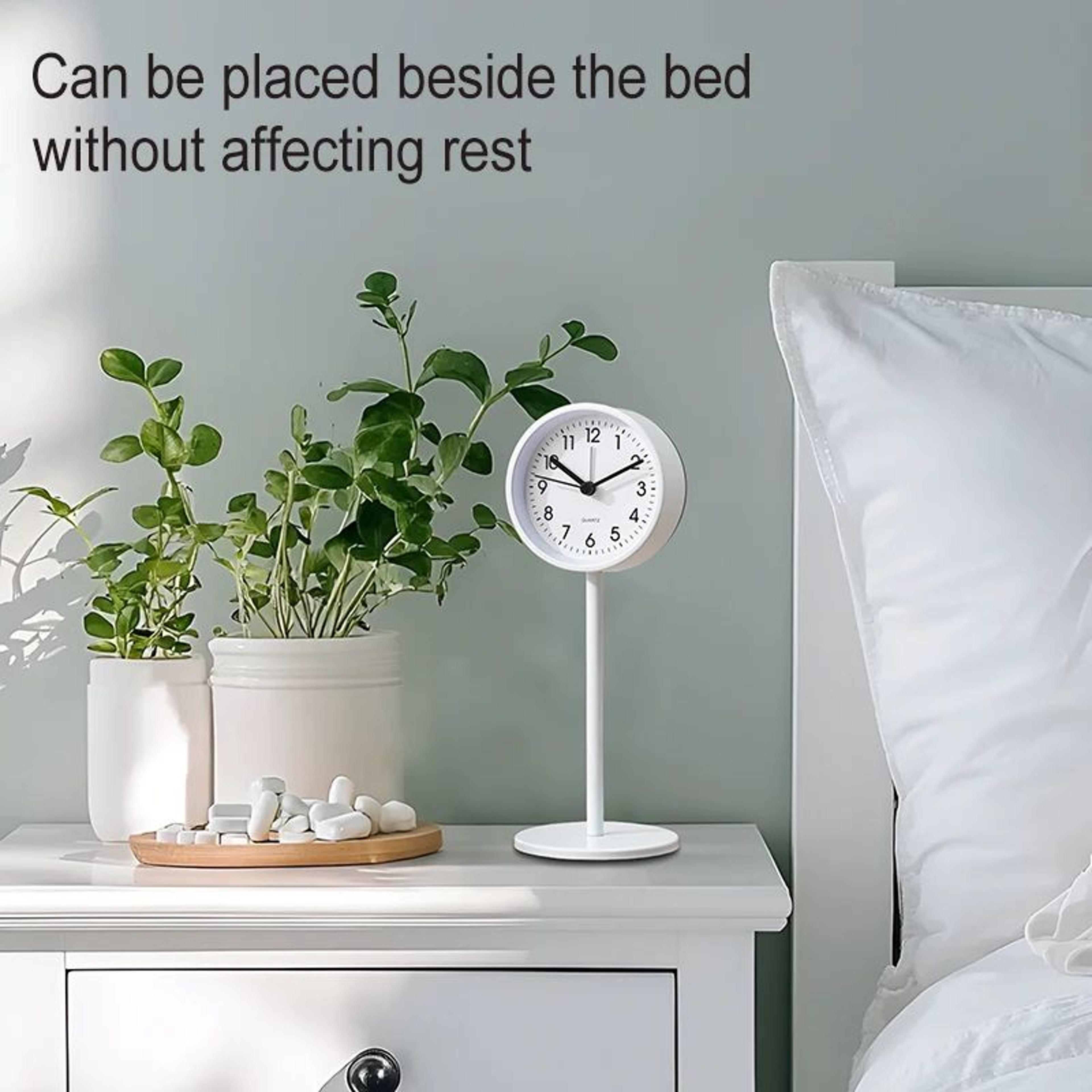European Style Metal Desktop Alarm Clock  Silent Quartz Geometric Table Clock For Bedroom Office  H 4