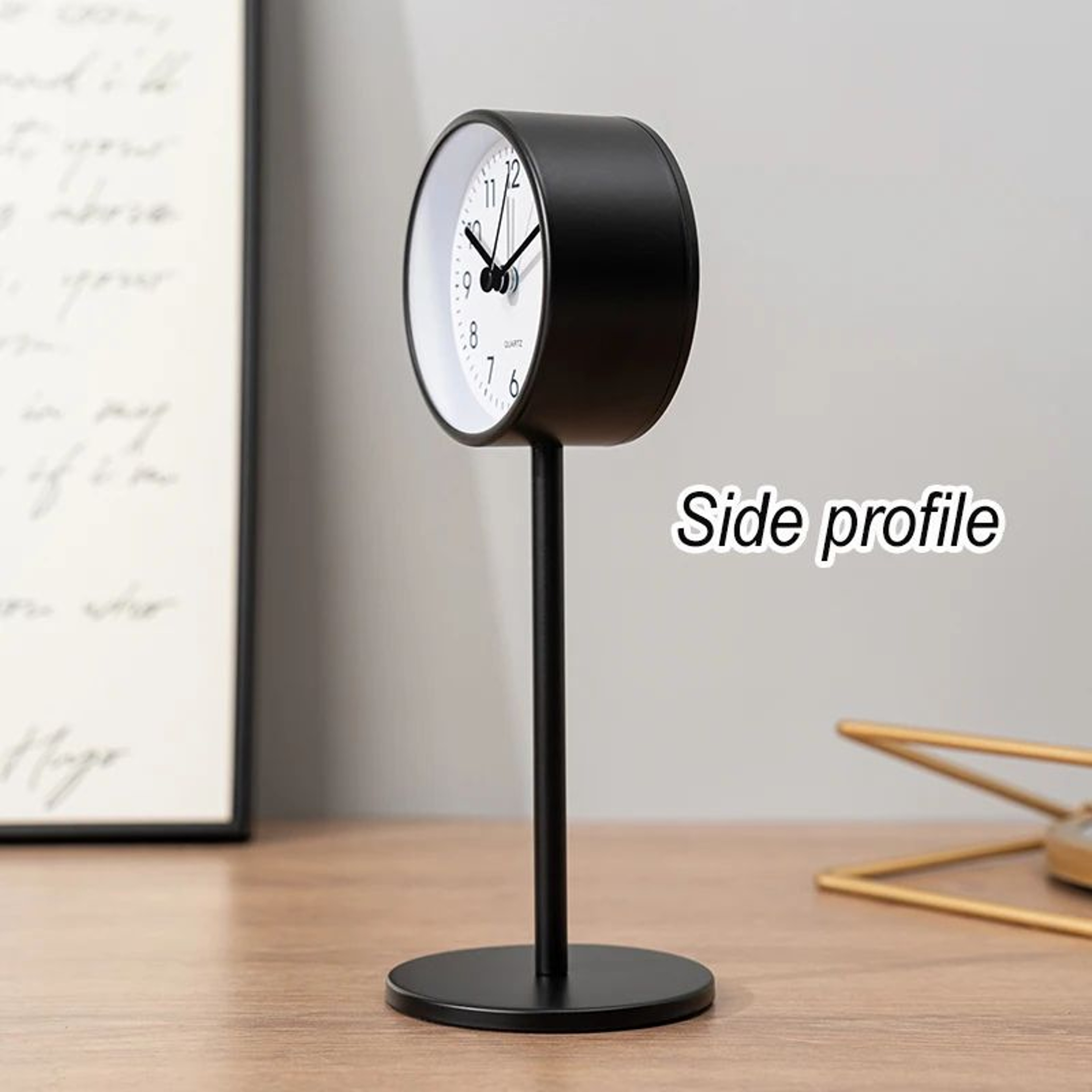 European Style Metal Desktop Alarm Clock  Silent Quartz Geometric Table Clock For Bedroom Office  H 3