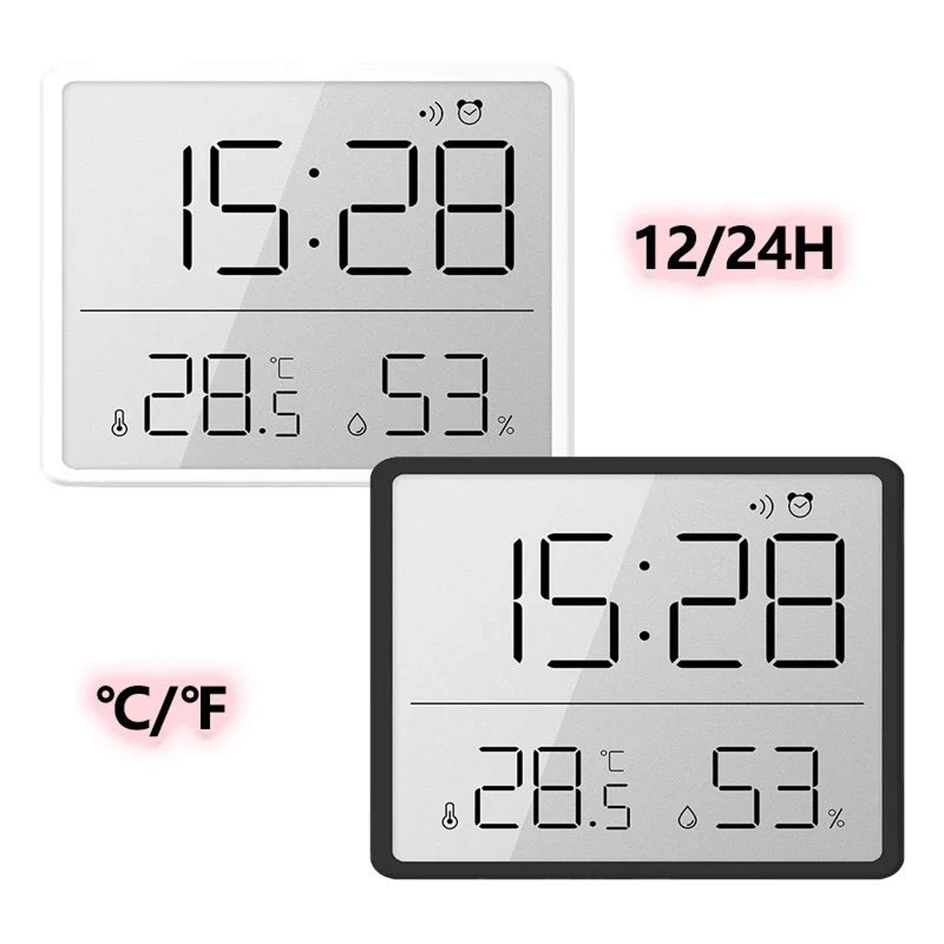 Ultra Thin Digital Alarm Clock  Large LCD Temperature Humidity Monitor With Magnetic Desk Display D 0