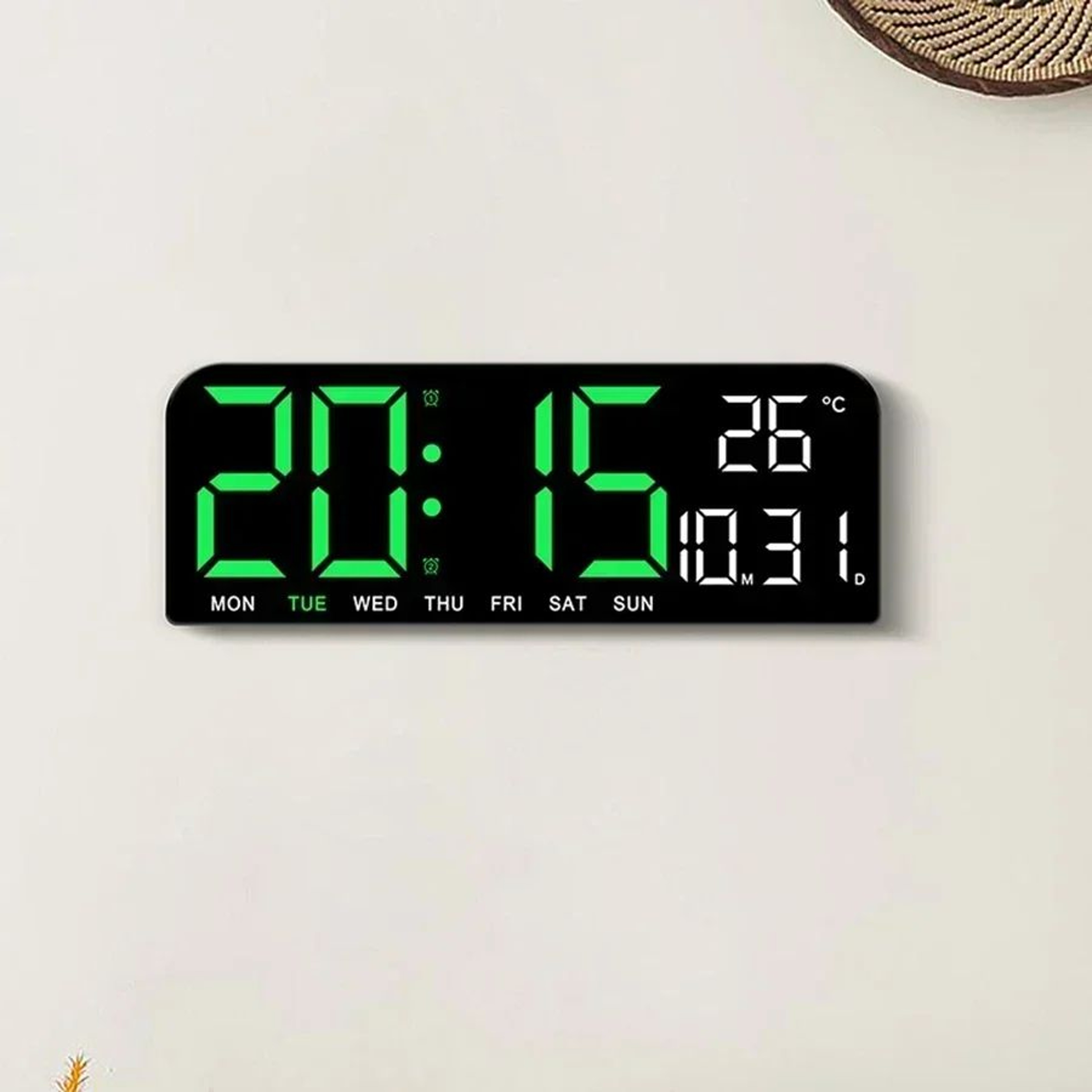 Large LED Digital Wall Clock  Mirror Display With Temperature Date Week Dual Alarms Countdown  Nigh 1