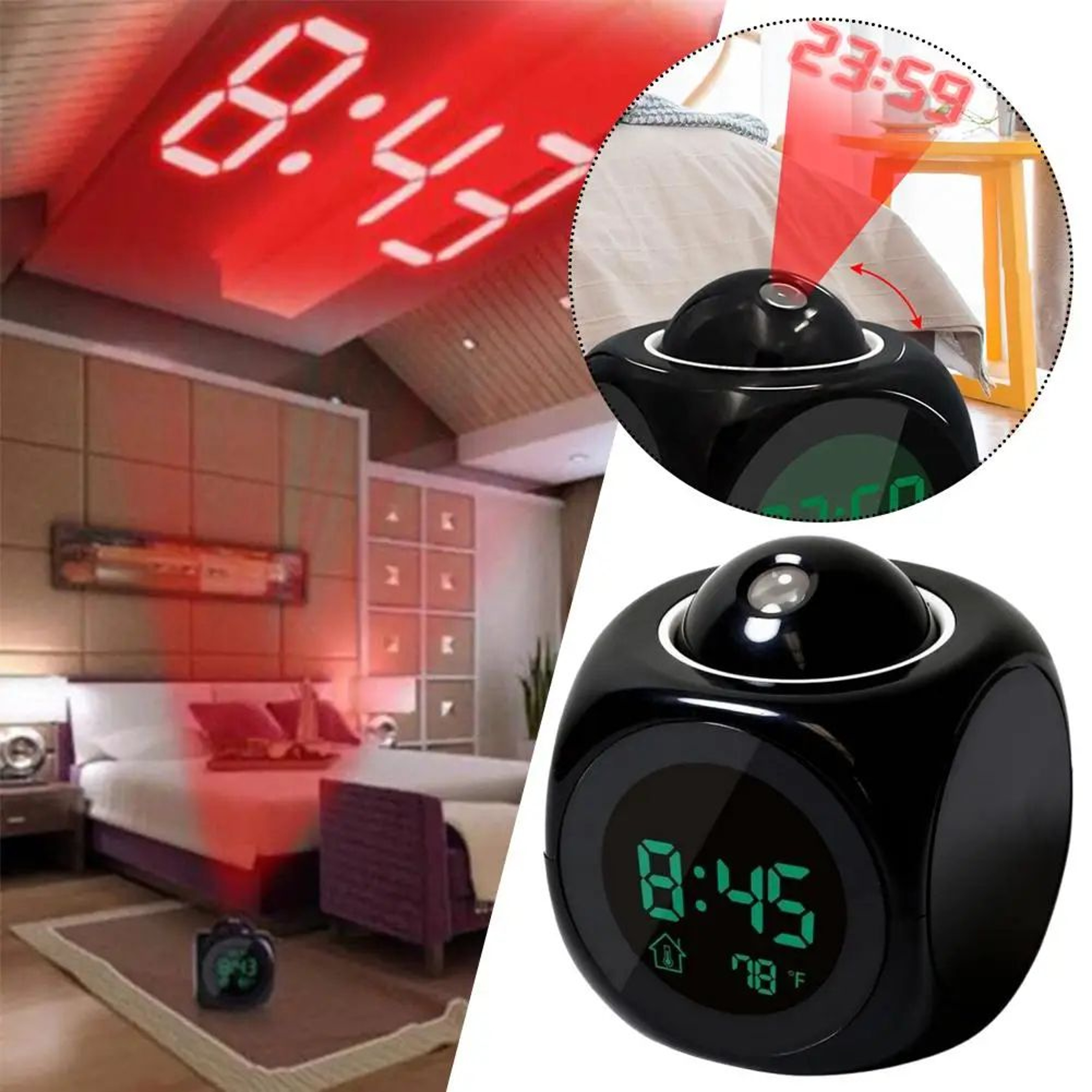 Digital Projection Alarm Clock  LCD Voice Talking Time Temperature Display Modern Bedroom Table Clo 1