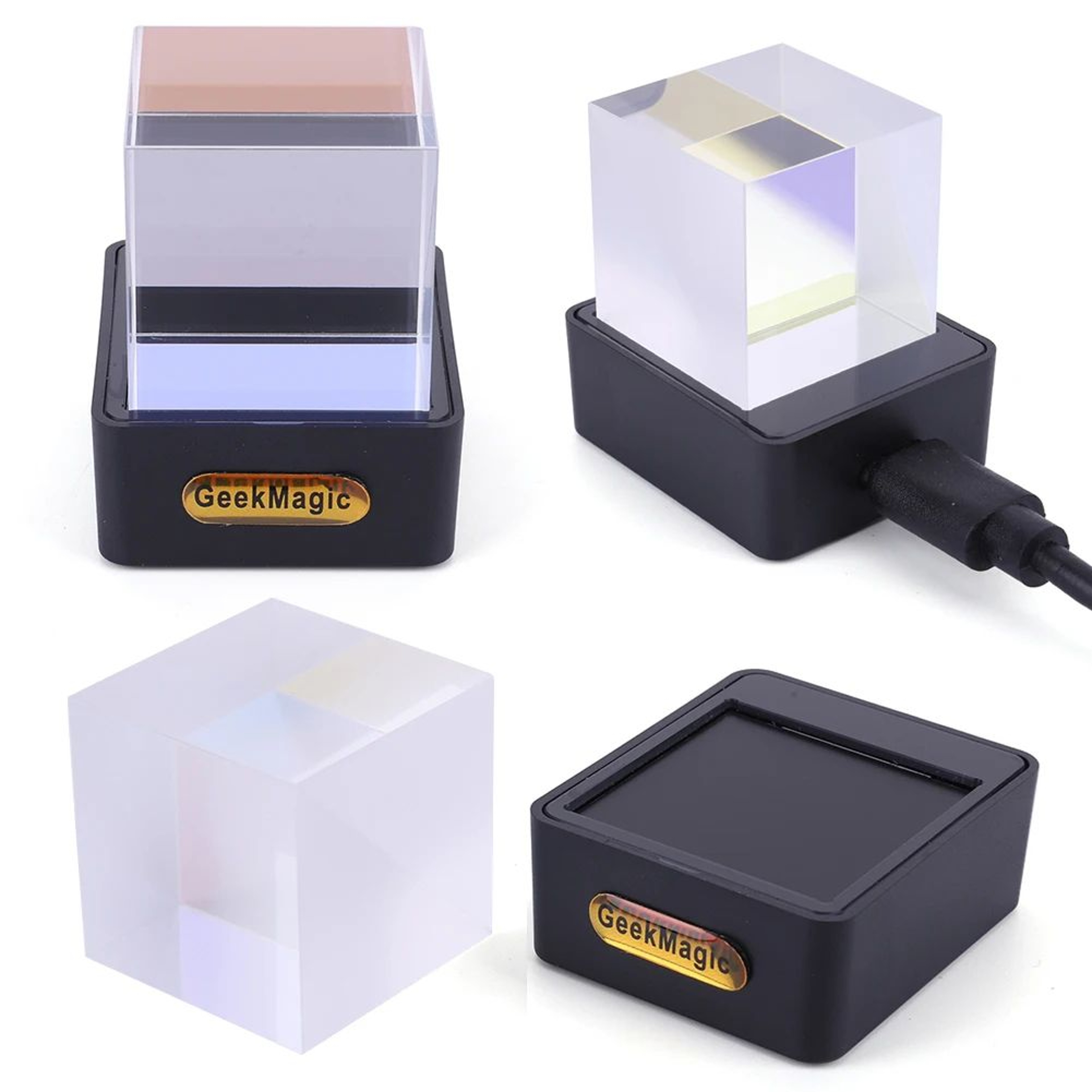 GeekMagic GIFTV Crystal Cube Smart Display  Mini Digital Clock With Weather Holographic GIF Animati 4
