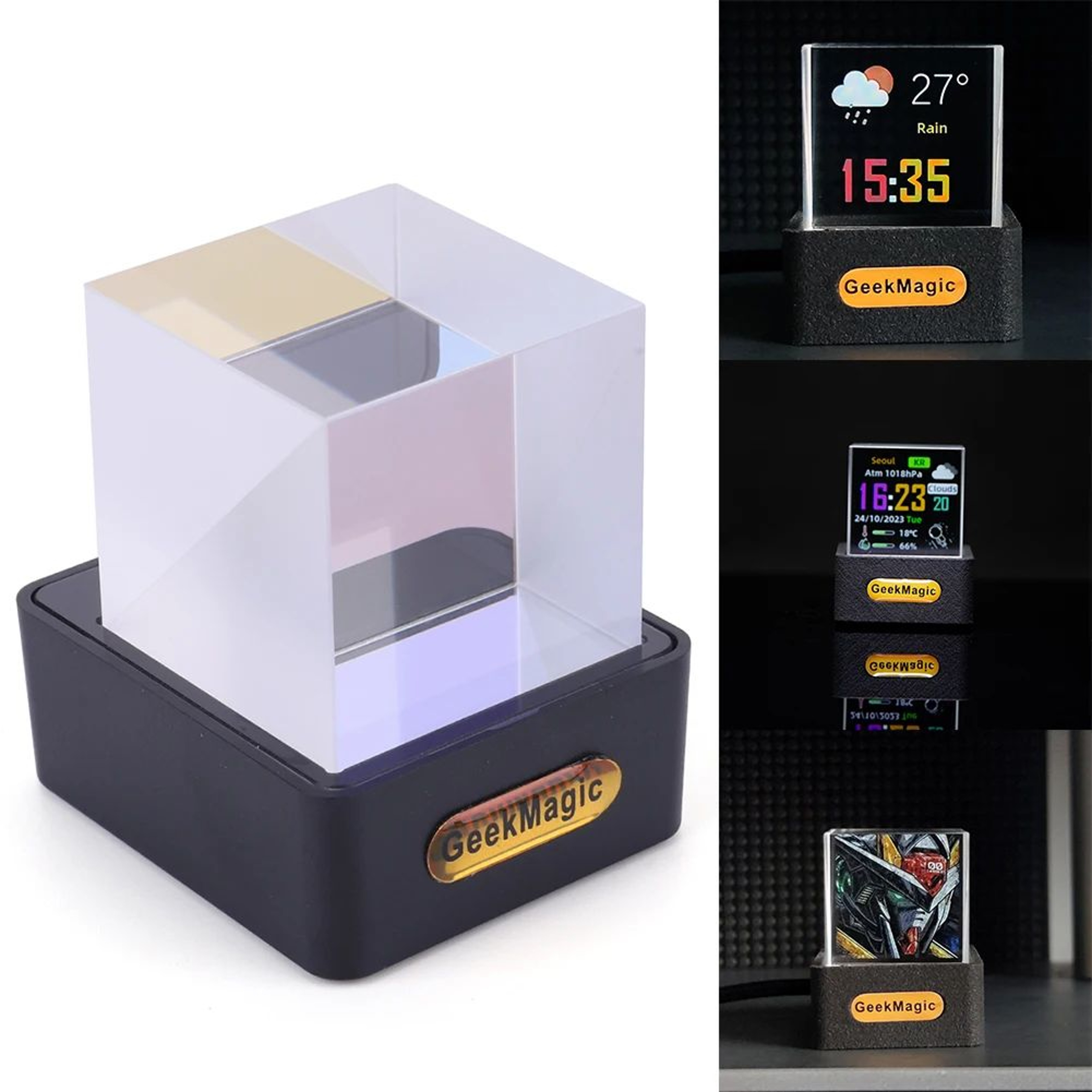 GeekMagic GIFTV Crystal Cube Smart Display  Mini Digital Clock With Weather Holographic GIF Animati 3
