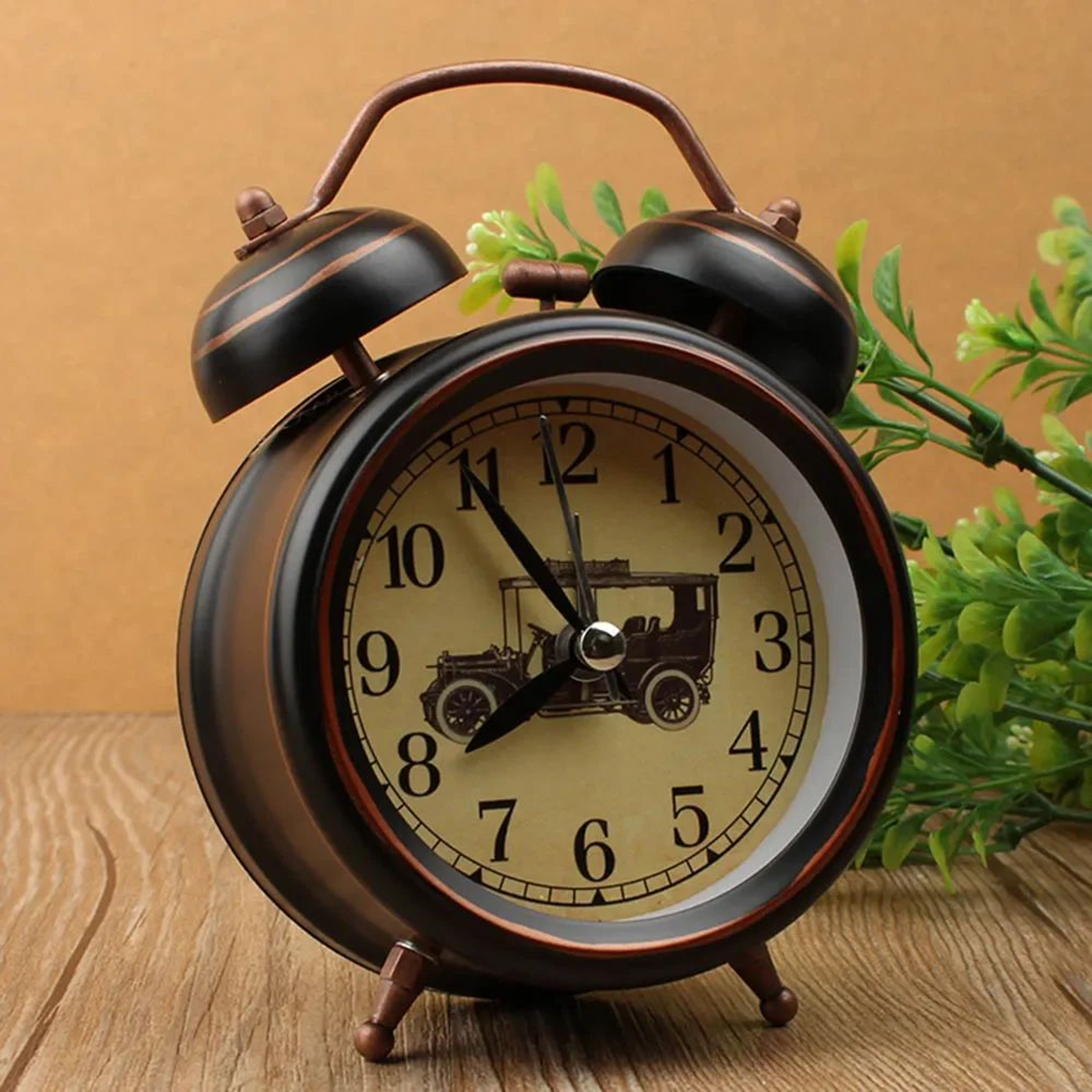 Vintage Metal Alarm Clock  European Retro Silent Bedside Table Clock With Night Light  Twin Bell Fo 3