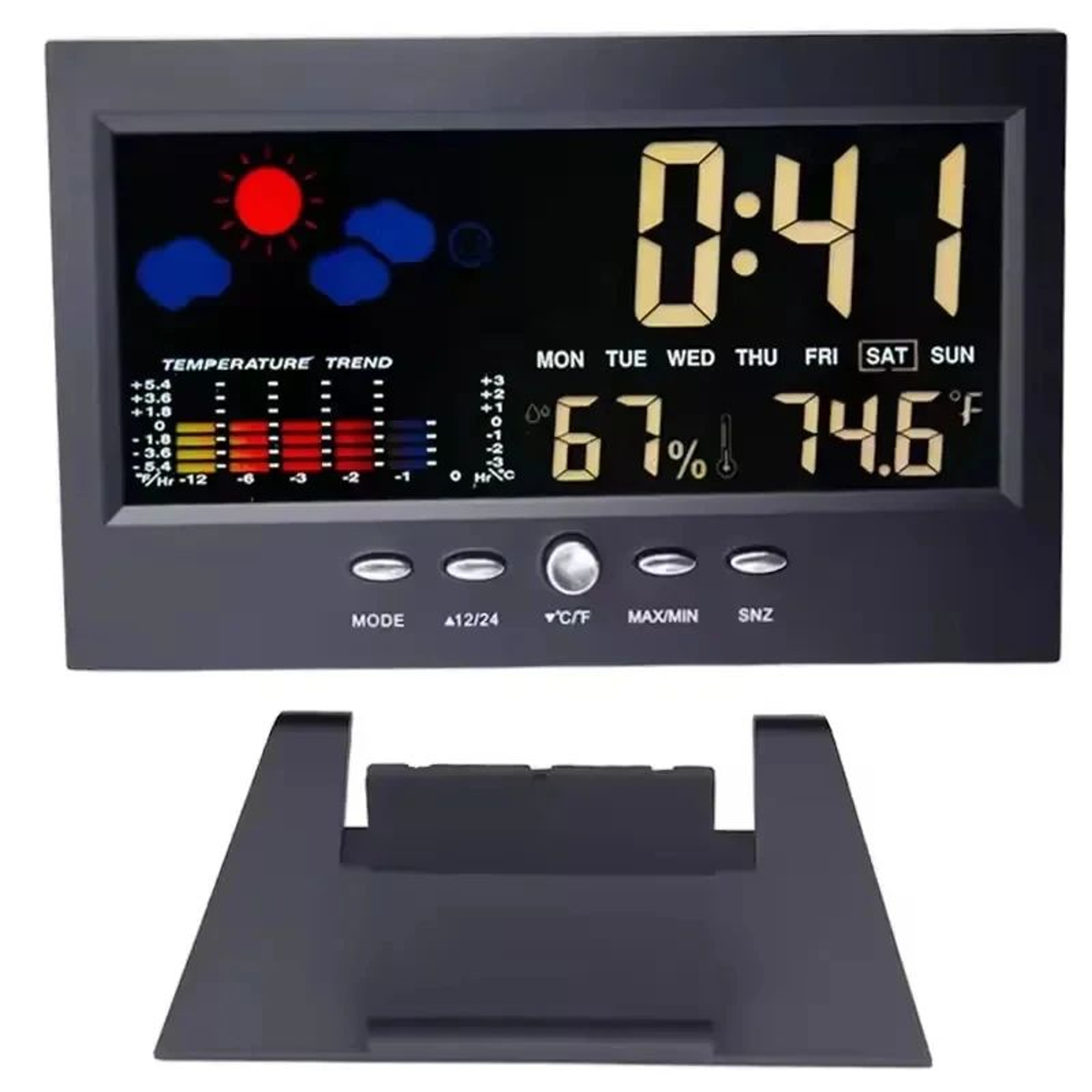 Digital Weather Station Clock  LCD Thermometer Hygrometer With Temperature Humidity Meter Calendar  4