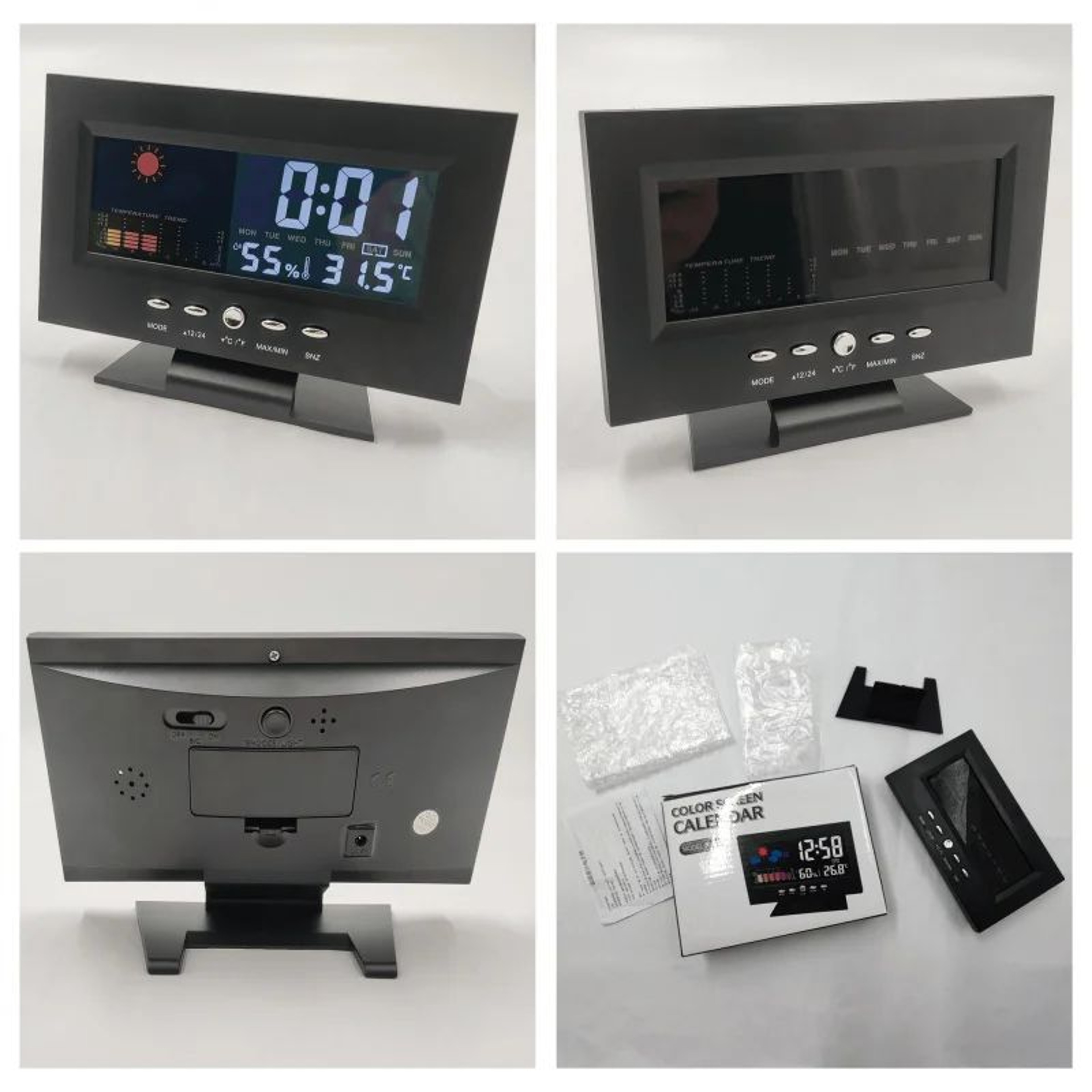 Digital Weather Station Clock  LCD Thermometer Hygrometer With Temperature Humidity Meter Calendar  5
