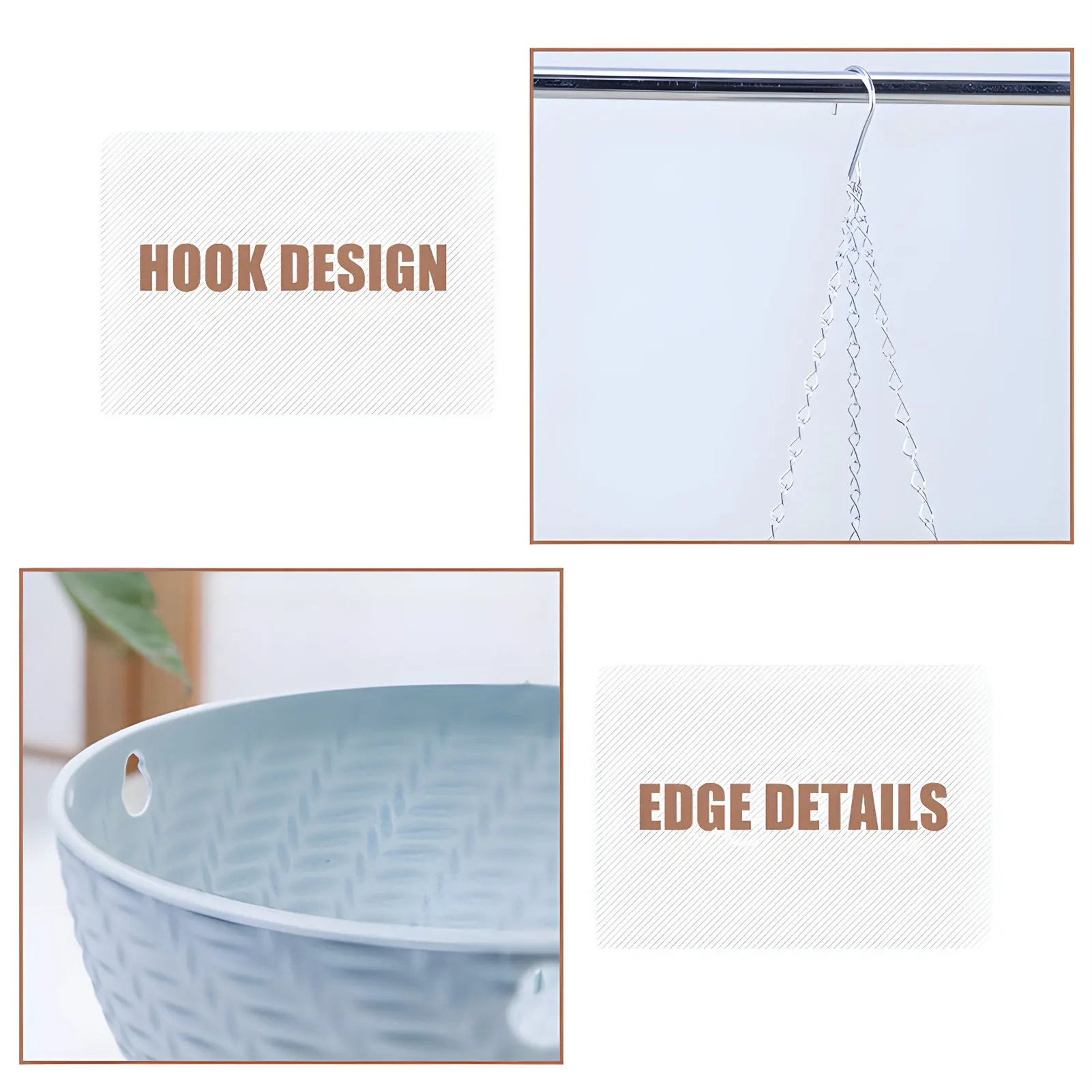 Hanging Plant Basket Pot  Slotted Planter With 118 In Chain Hook For Orchids Succulents  Cactus 3