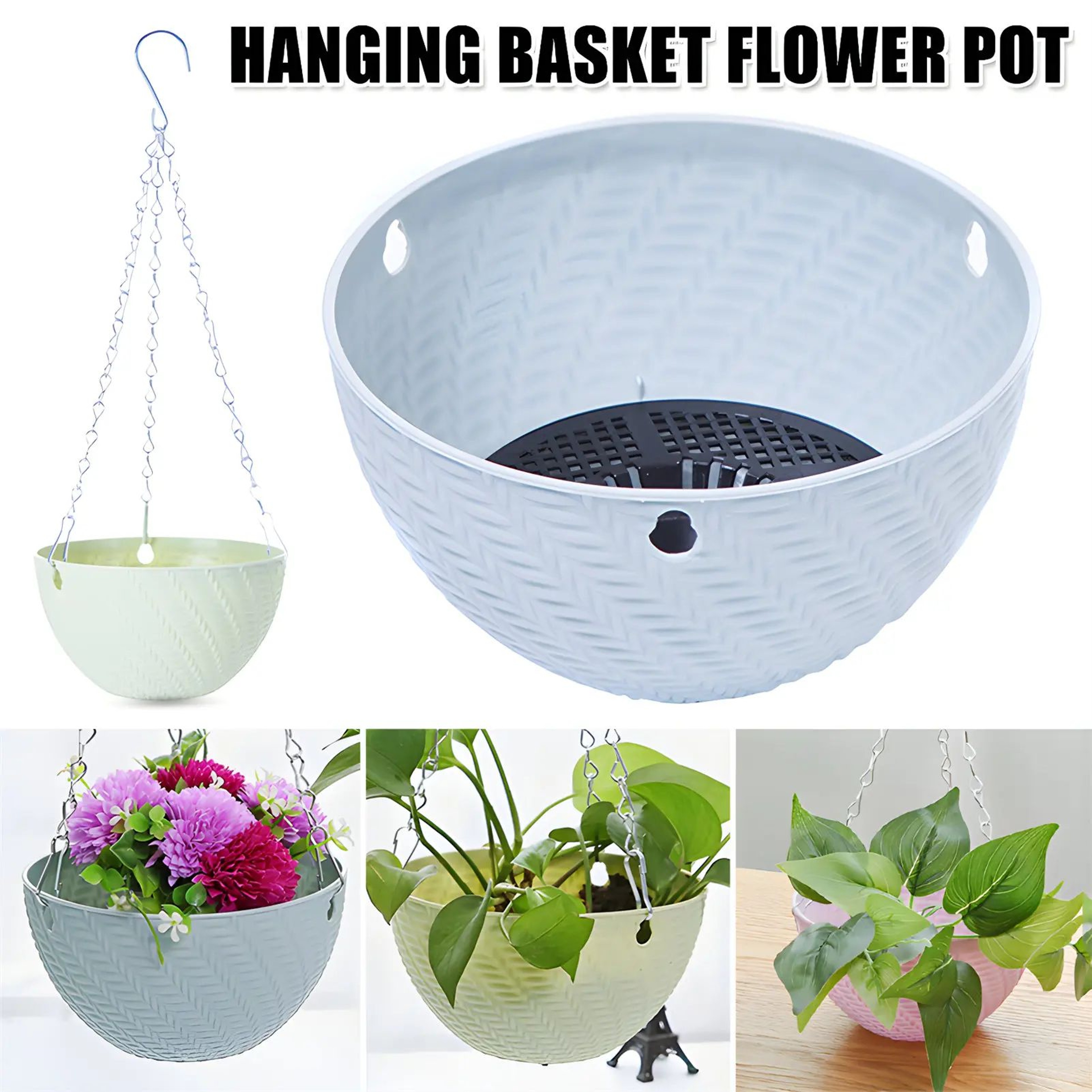 Hanging Plant Basket Pot  Slotted Planter With 118 In Chain Hook For Orchids Succulents  Cactus 0