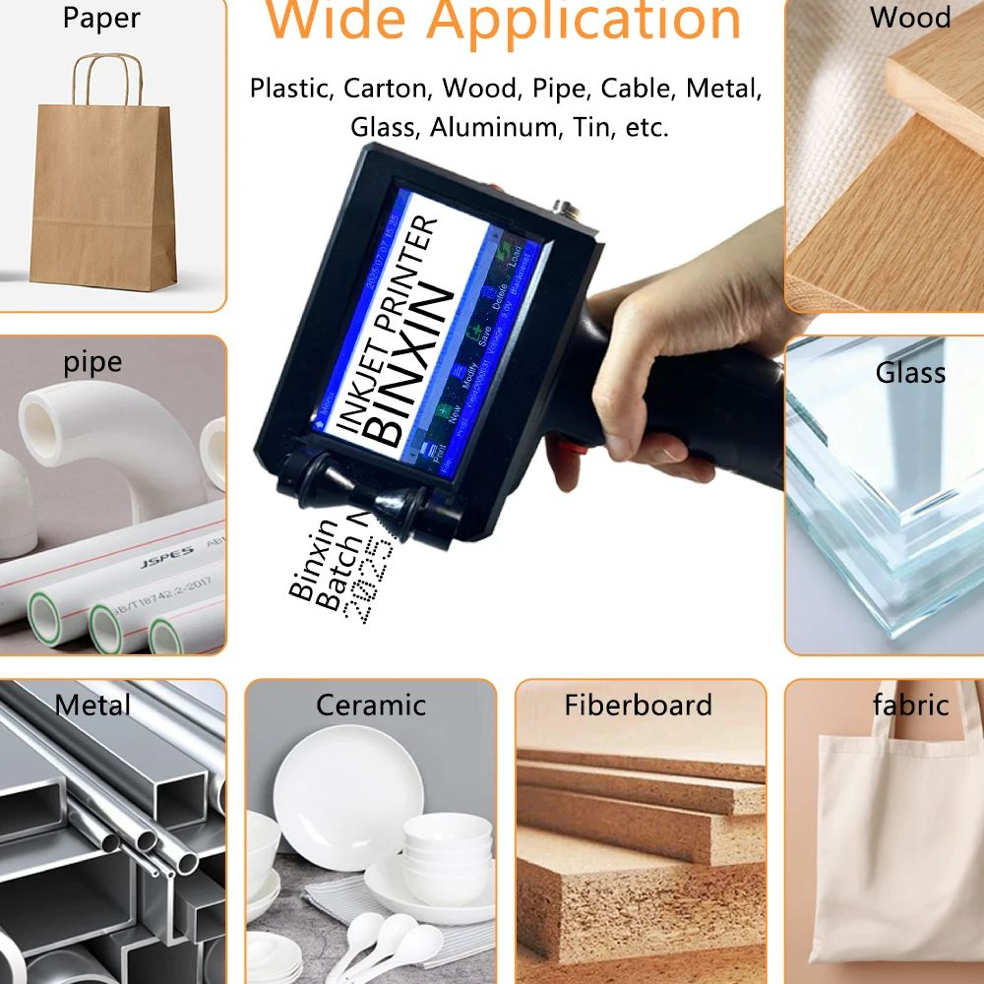 Portable Inkjet Printer  BXH15 Touchscreen Coding Machine For Date Batch Numbers Logos Barcode  QR  4