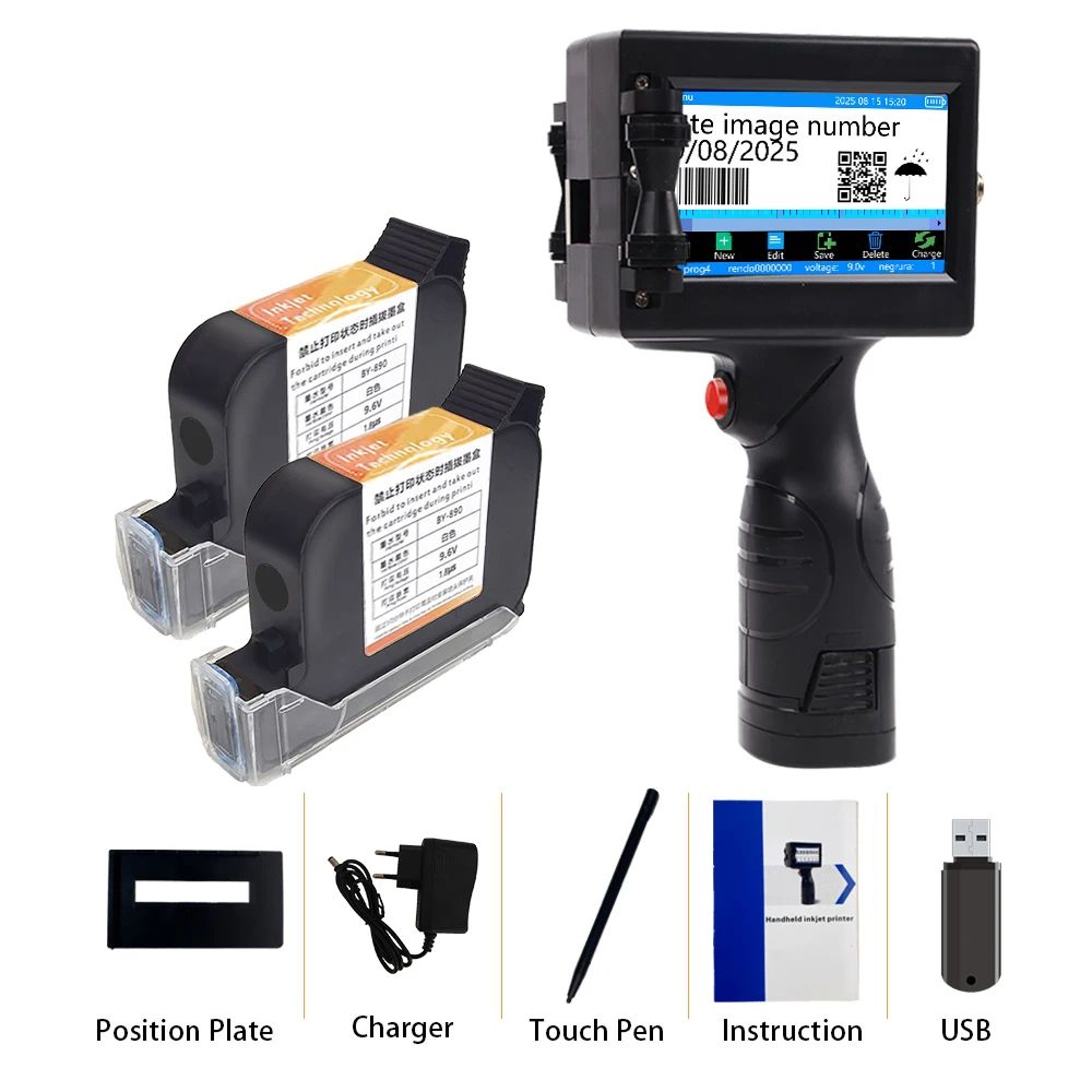 Portable Inkjet Printer  BXH15 Touchscreen Coding Machine For Date Batch Numbers Logos Barcode  QR  7