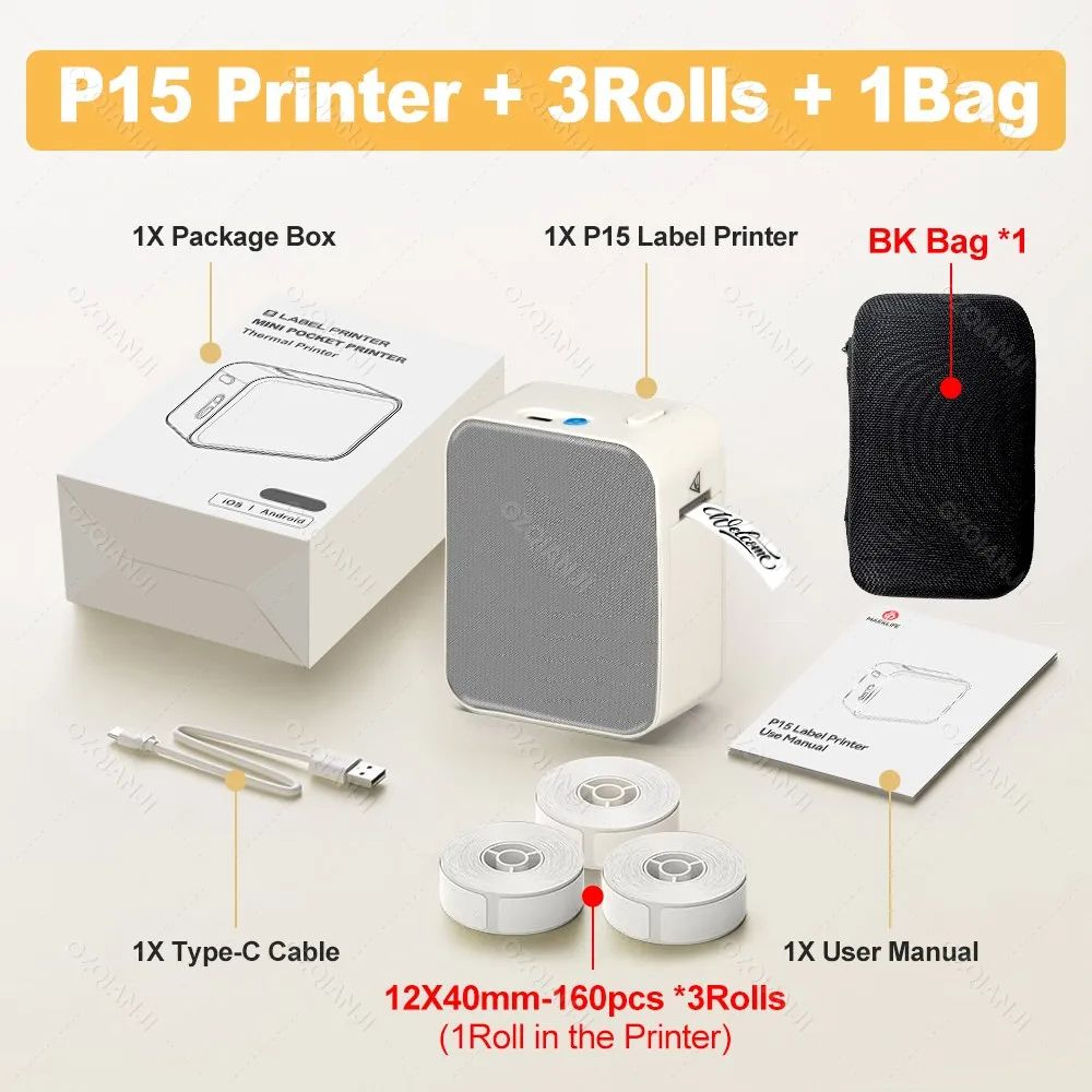 Mini Label Printer  P15 Bluetooth Inkless Sticker Maker With App Editing  Bulk Printing For Home  O 12