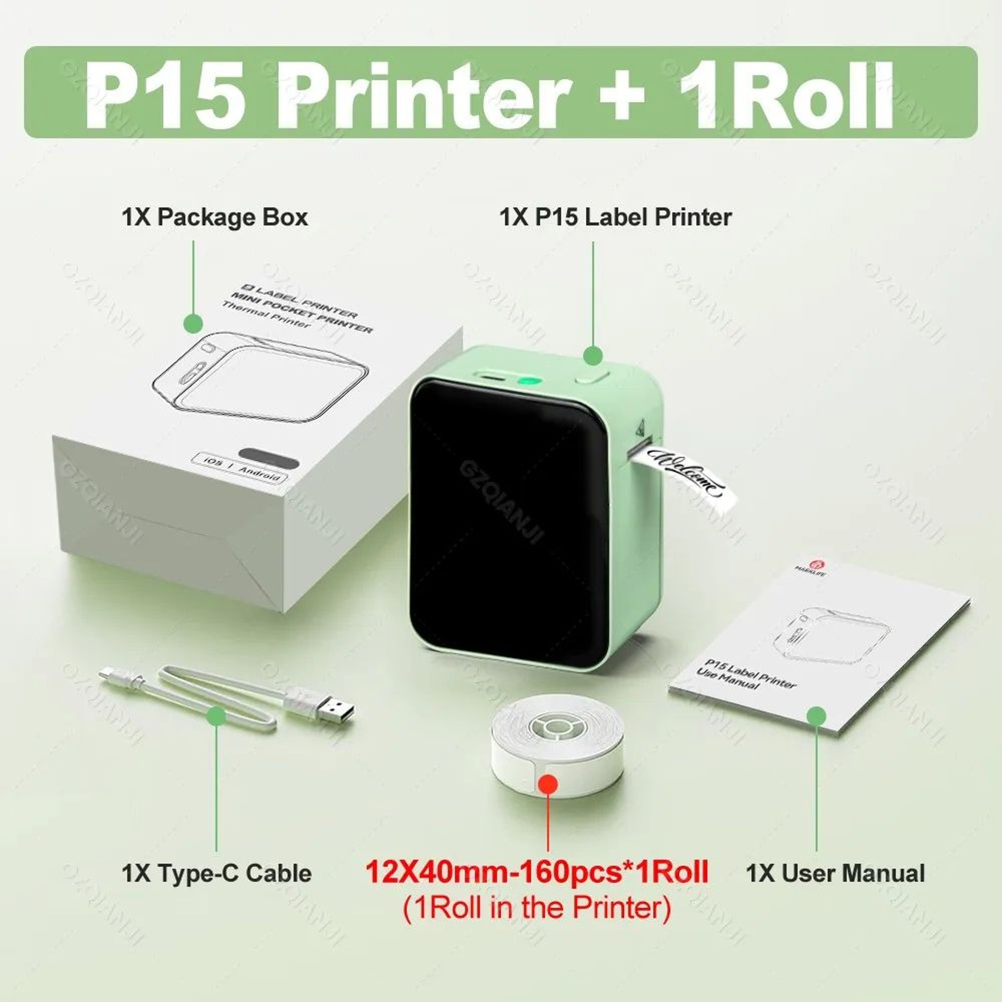 Mini Label Printer  P15 Bluetooth Inkless Sticker Maker With App Editing  Bulk Printing For Home  O 15