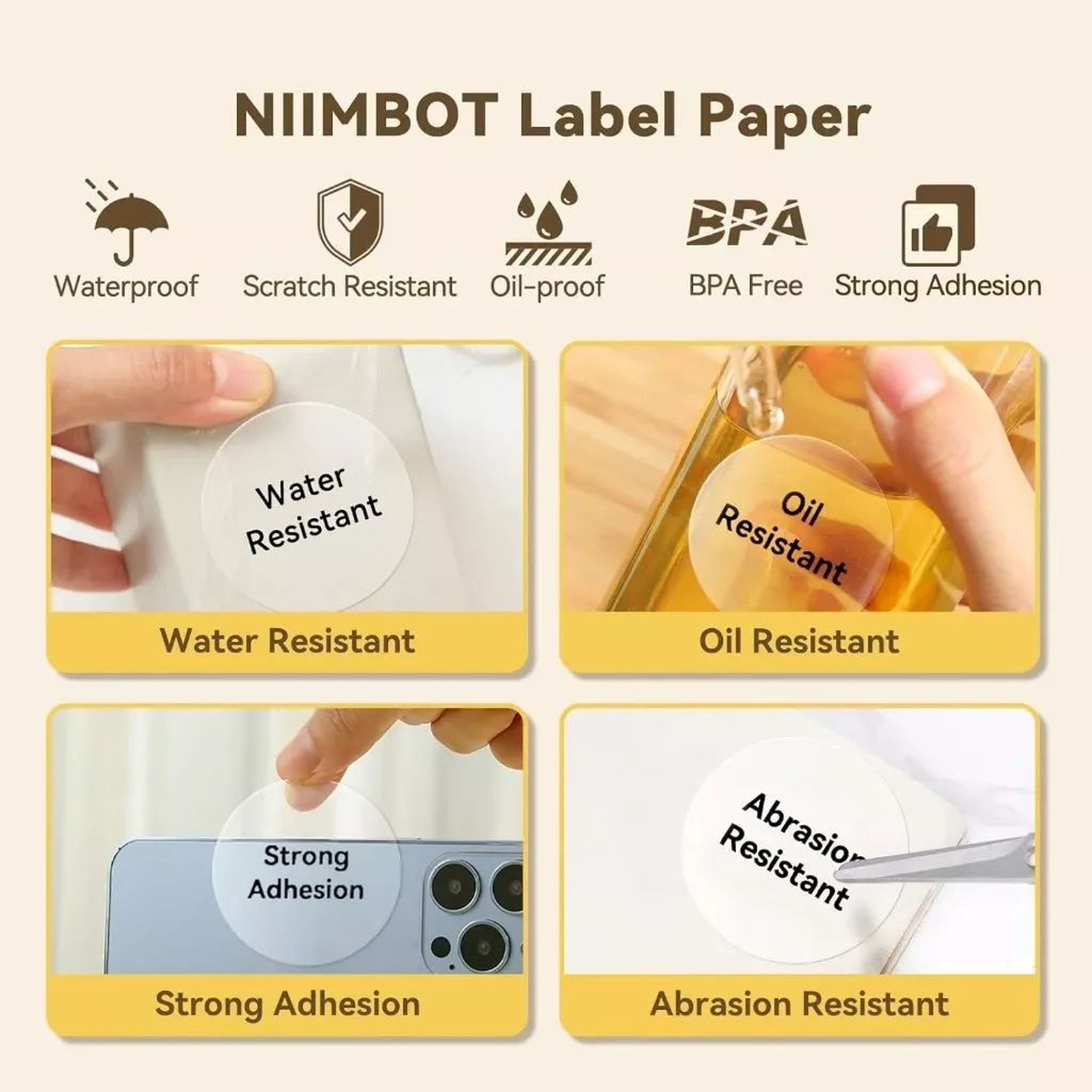 Transparent Thermal Labels  Round  Square Adhesive Stickers For B21 B1 B203  B3S Printers For Home