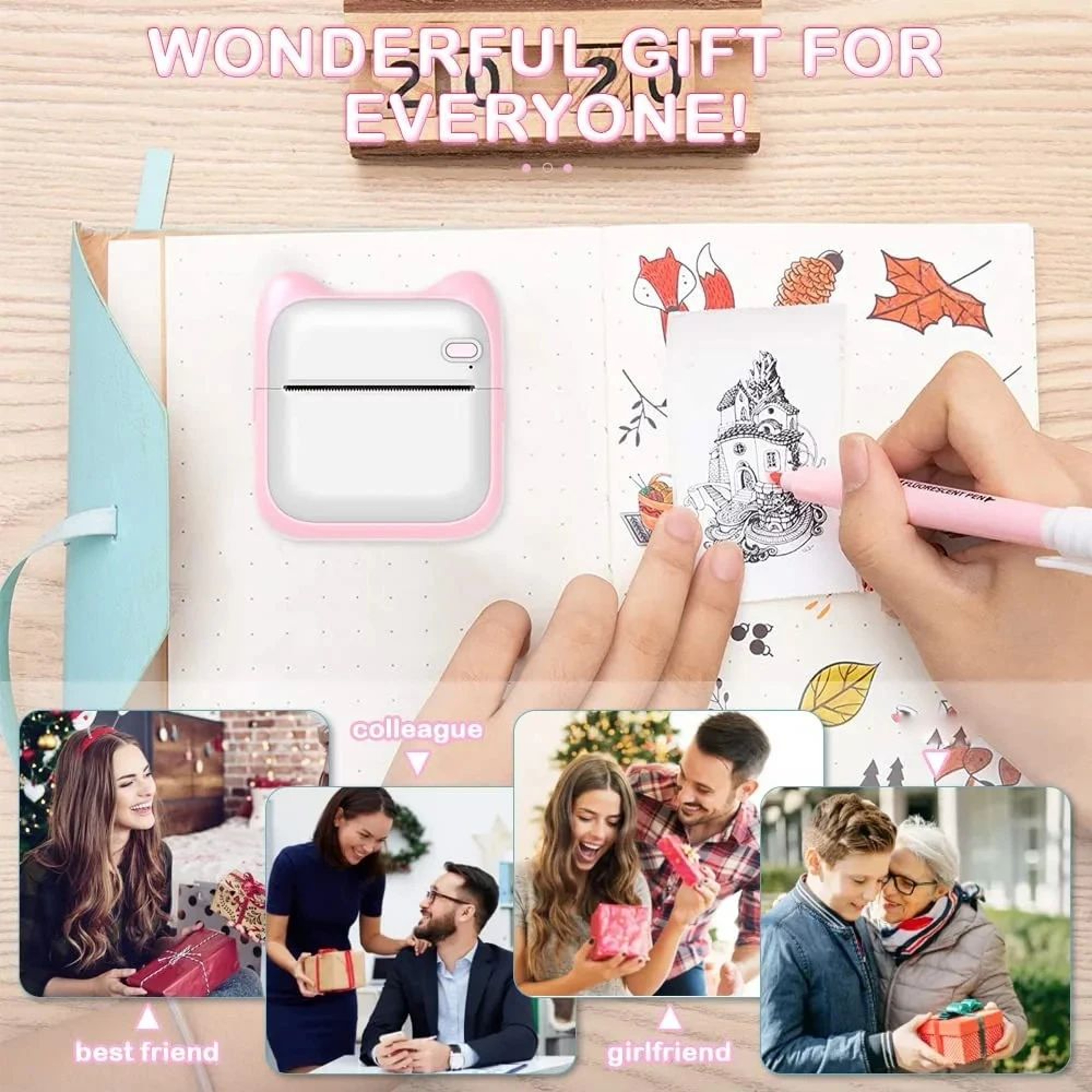 Mini Pocket Printer  Compact Wireless Inkless Thermal Sticker Printing For IPhone  Android Apps Hom