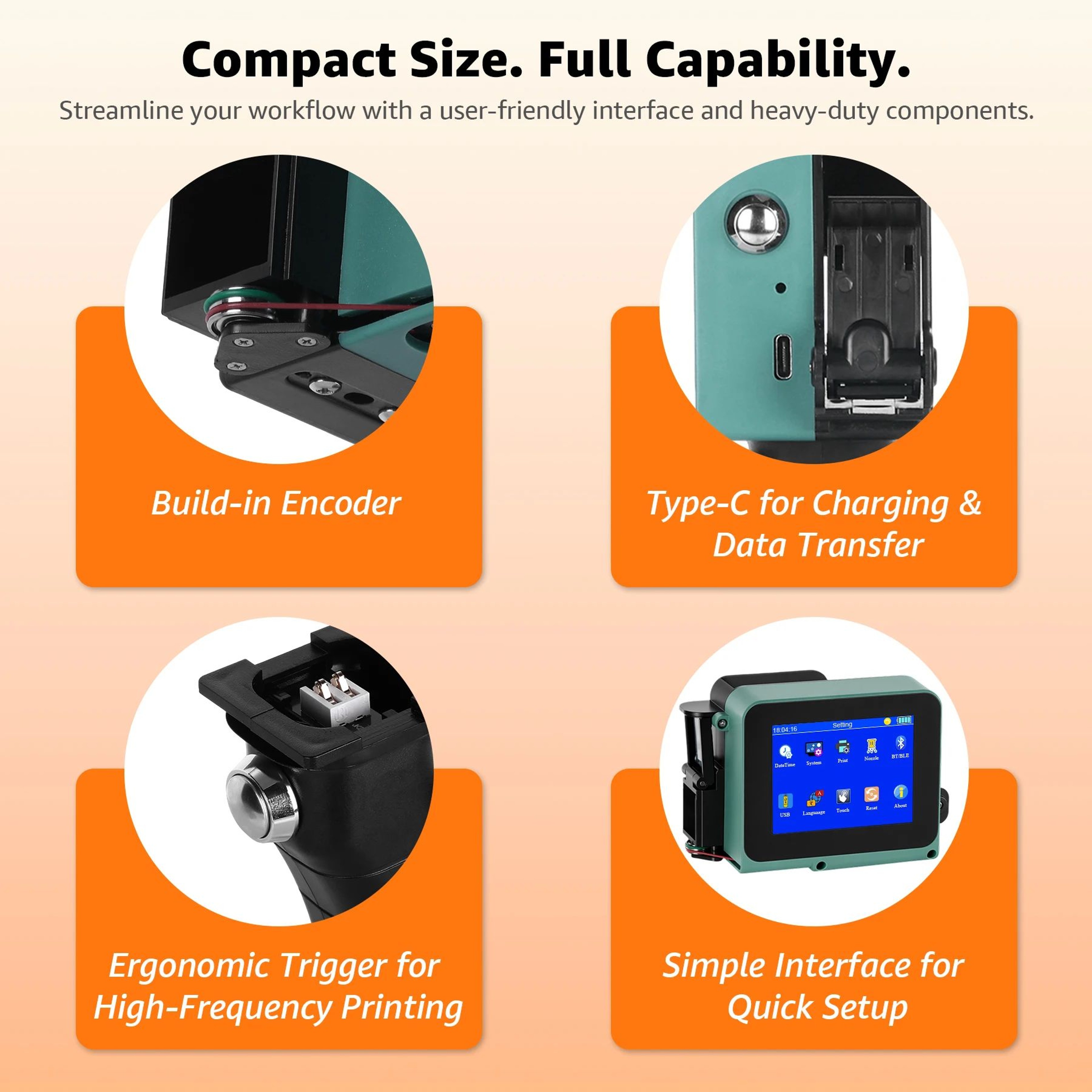 Handheld Inkjet Printer  CL05P Detachable TIJ Coder For QR Codes Barcodes Batch Numbers Expiry Date