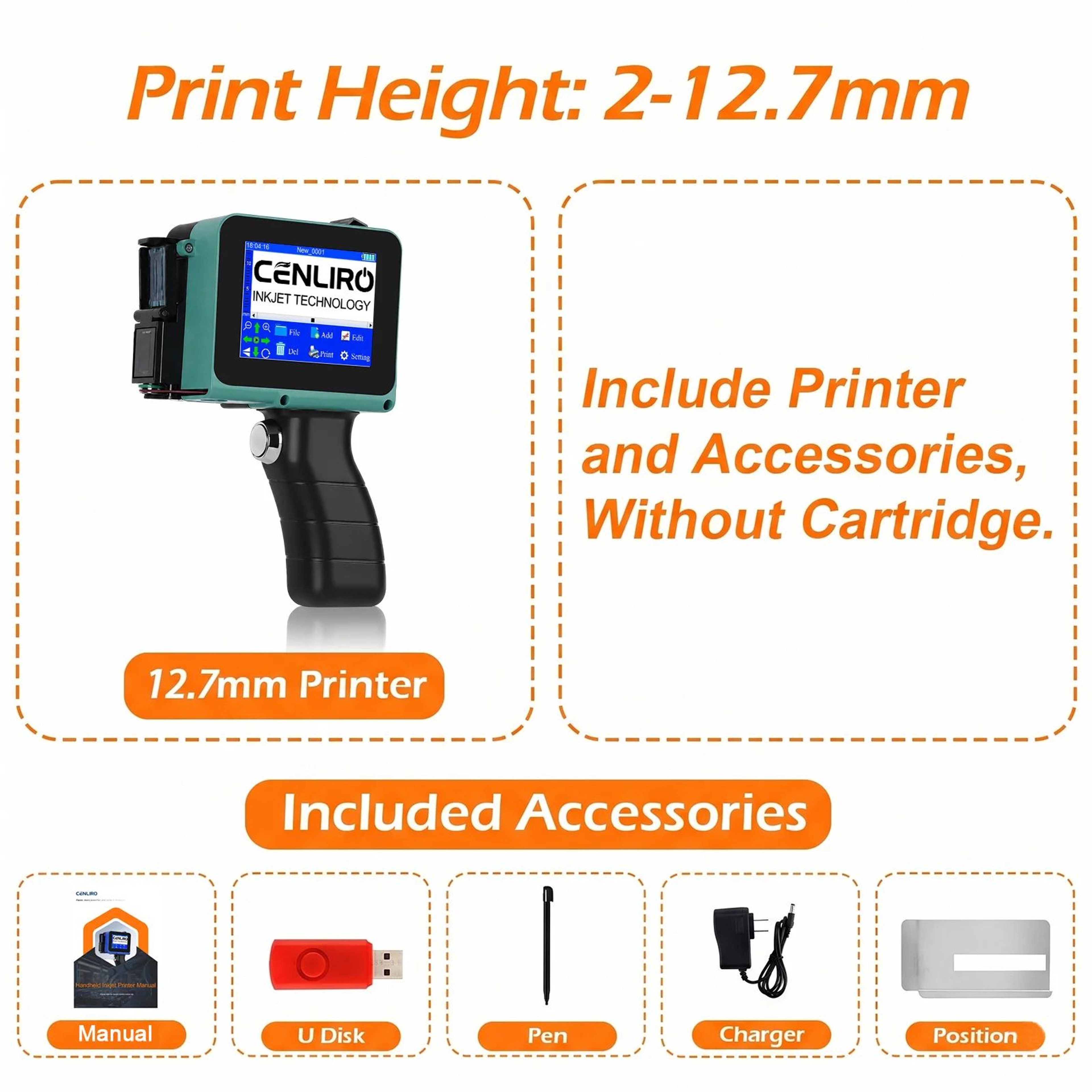 Handheld Inkjet Printer  CL05P Detachable TIJ Coder For QR Codes Barcodes Batch Numbers Expiry Date