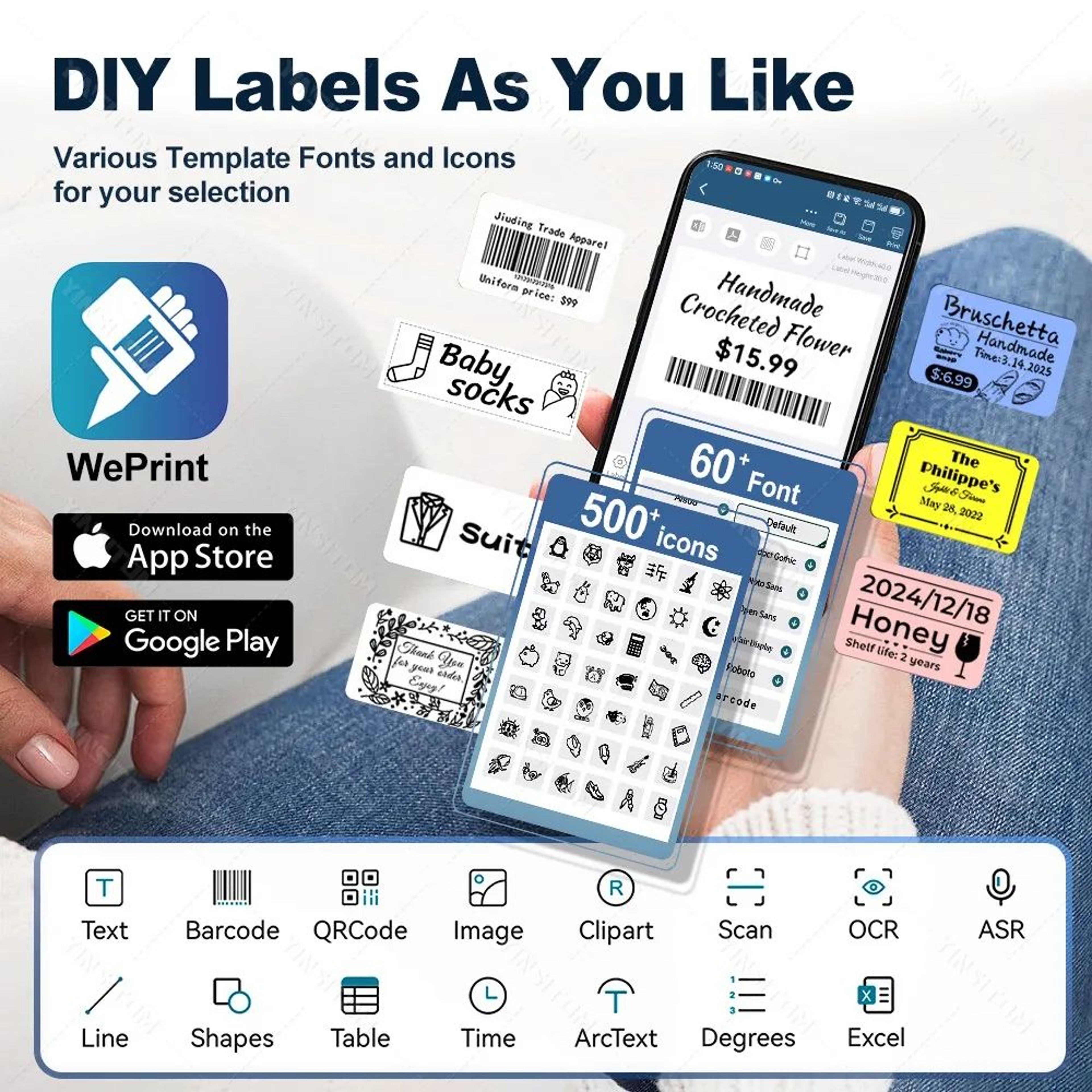 Mini Label Printer  Bluetooth Inkless Barcode  Price Sticker Maker For IOS Android Home  Business V 3