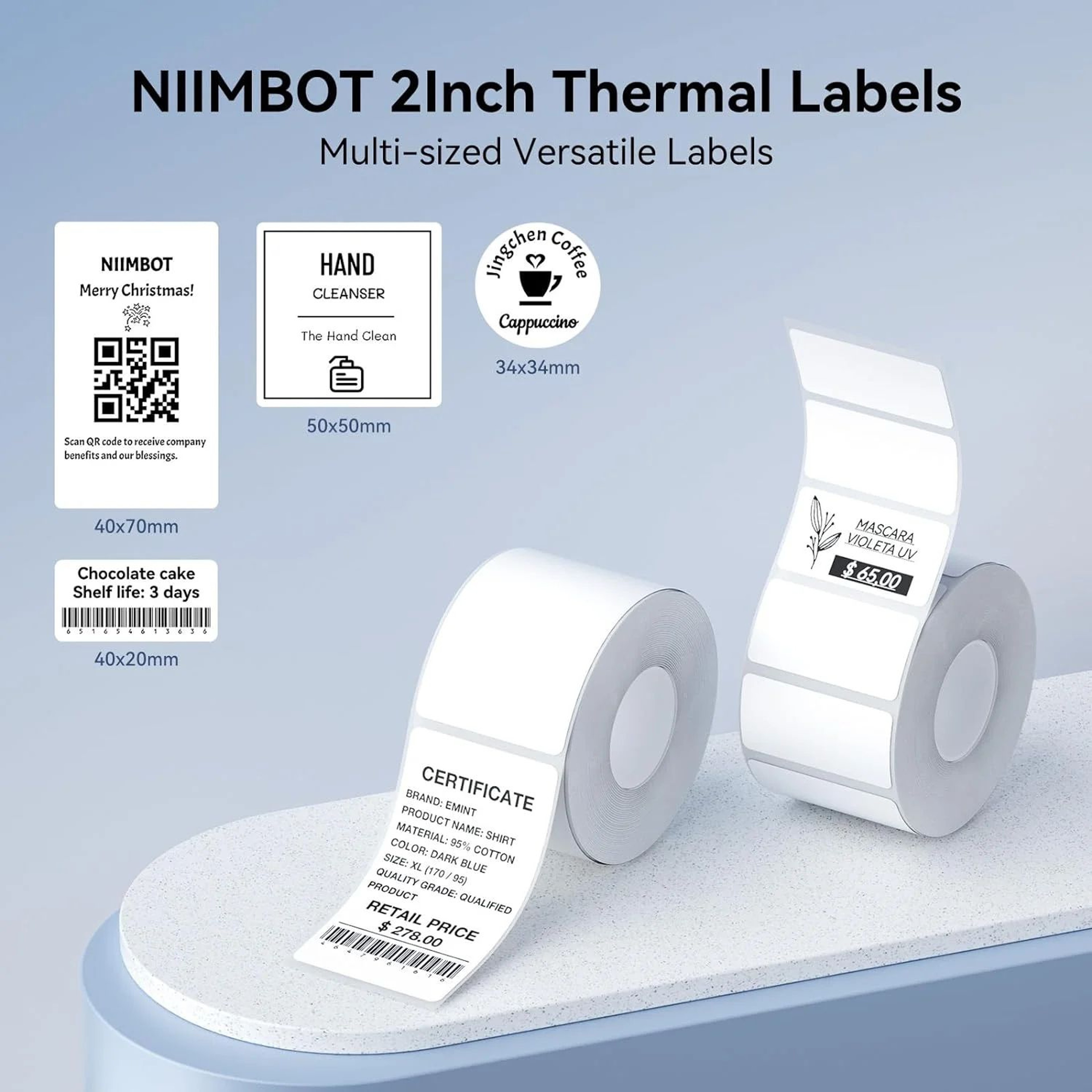Thermal Label Roll  White Color  Transparent Adhesive Stickers For B1 B21 B3S  K3 Printers For Home