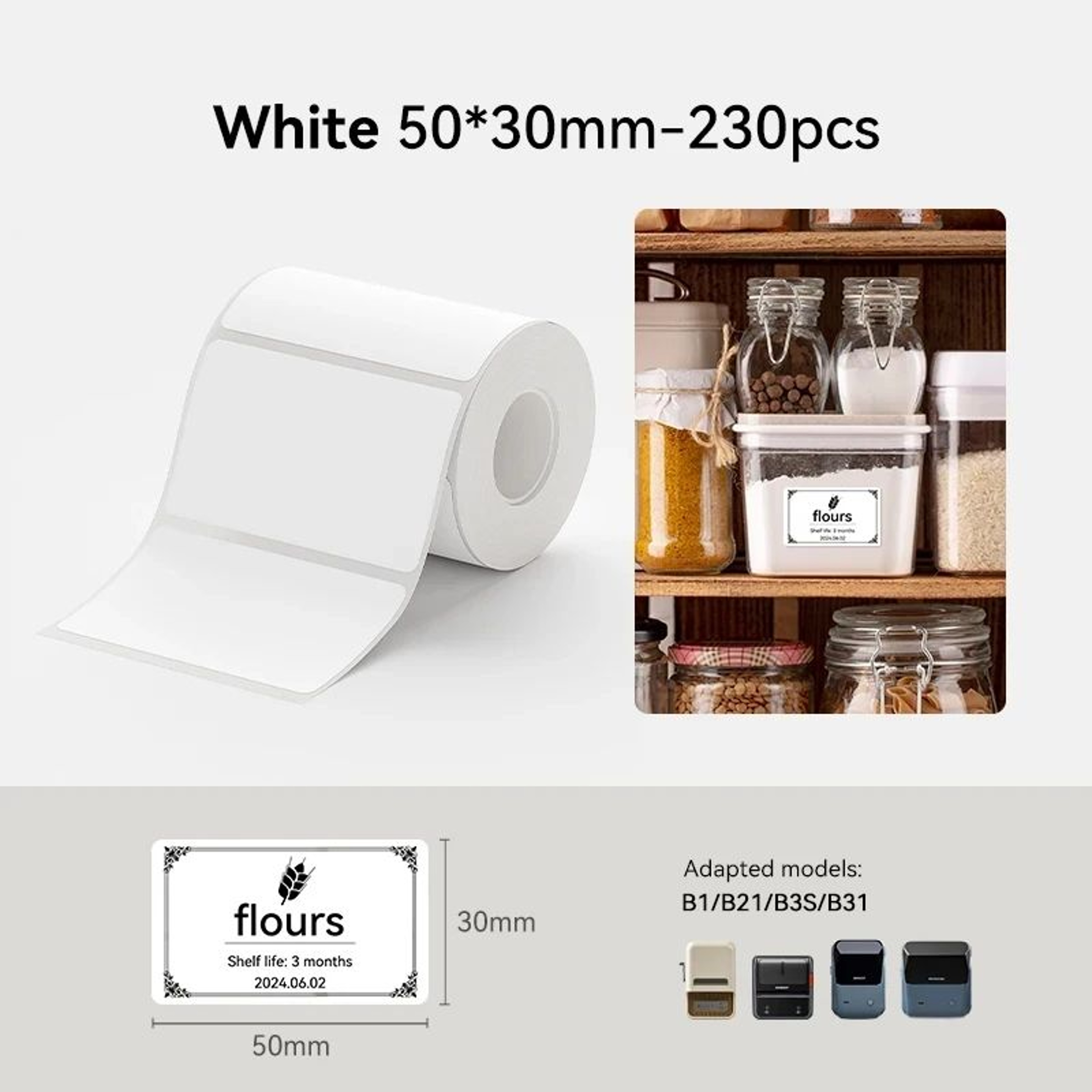 Thermal Label Roll  White Color  Transparent Adhesive Stickers For B1 B21 B3S  K3 Printers For Home